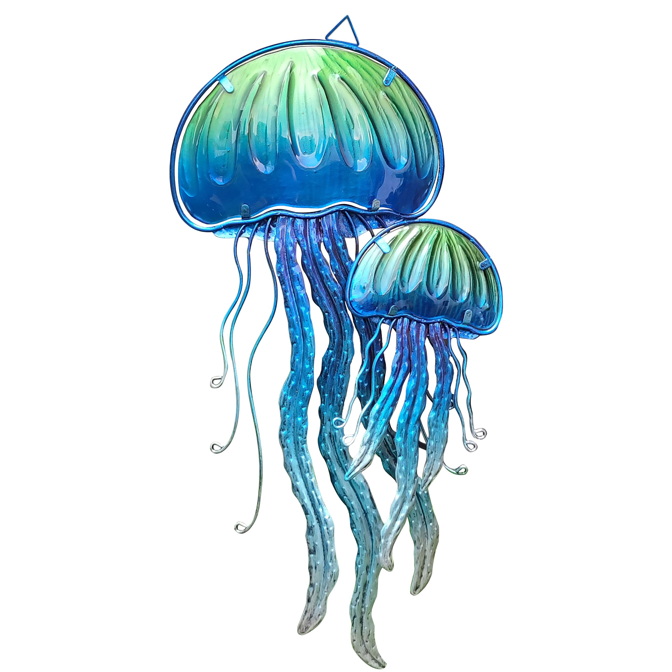 JOYBee Ocean Jellyfish Wall Art Decor-Sea Life Nautical Home Hanging Decor-Glass&Metal Jellyfish Decoration for Pool,Beach,Patio