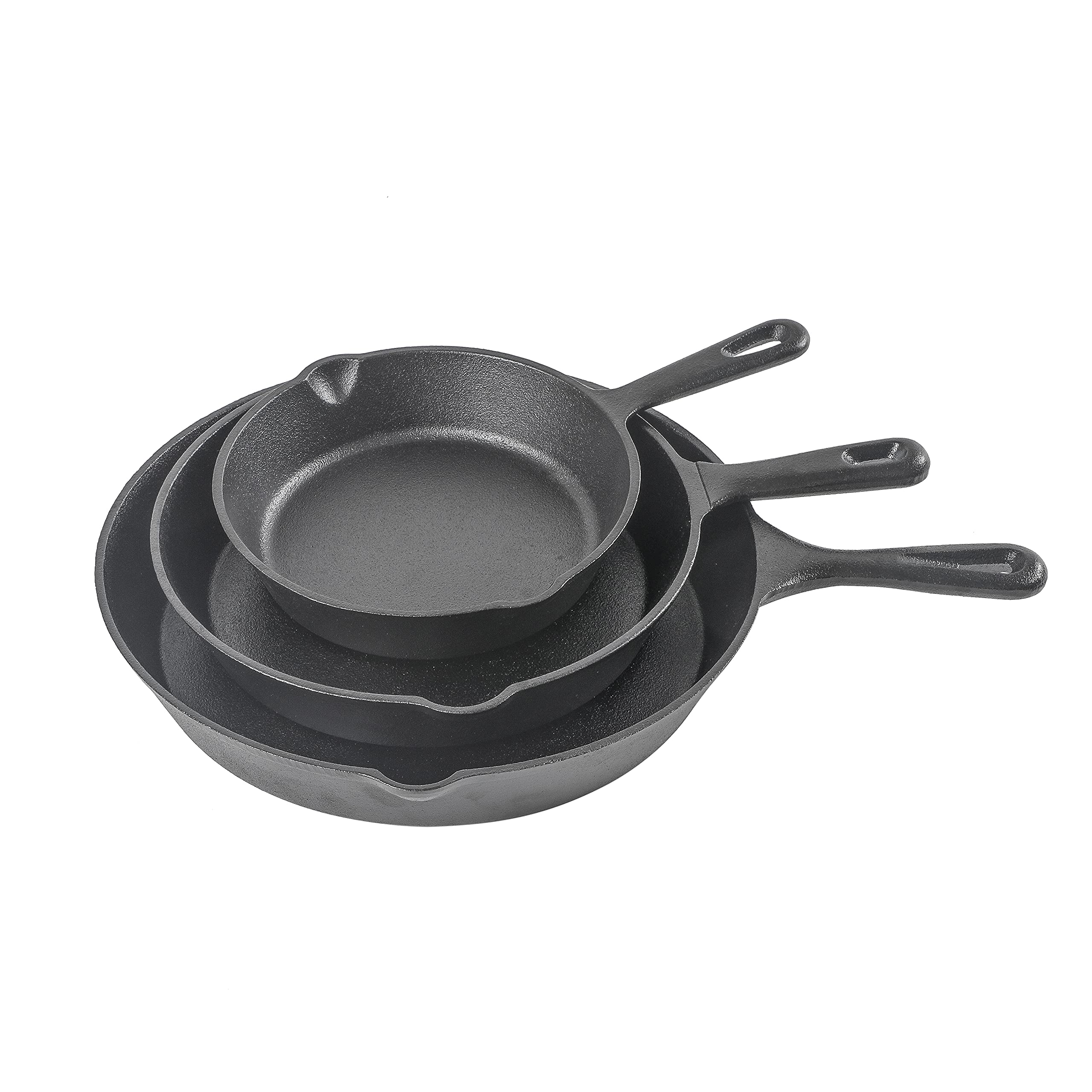 Commercial CHEF 3-Piece Cast Iron Skillet Set - 8 inch, 10 inch, and 12 inch - Pre-seasoned Cast Iron Cookware