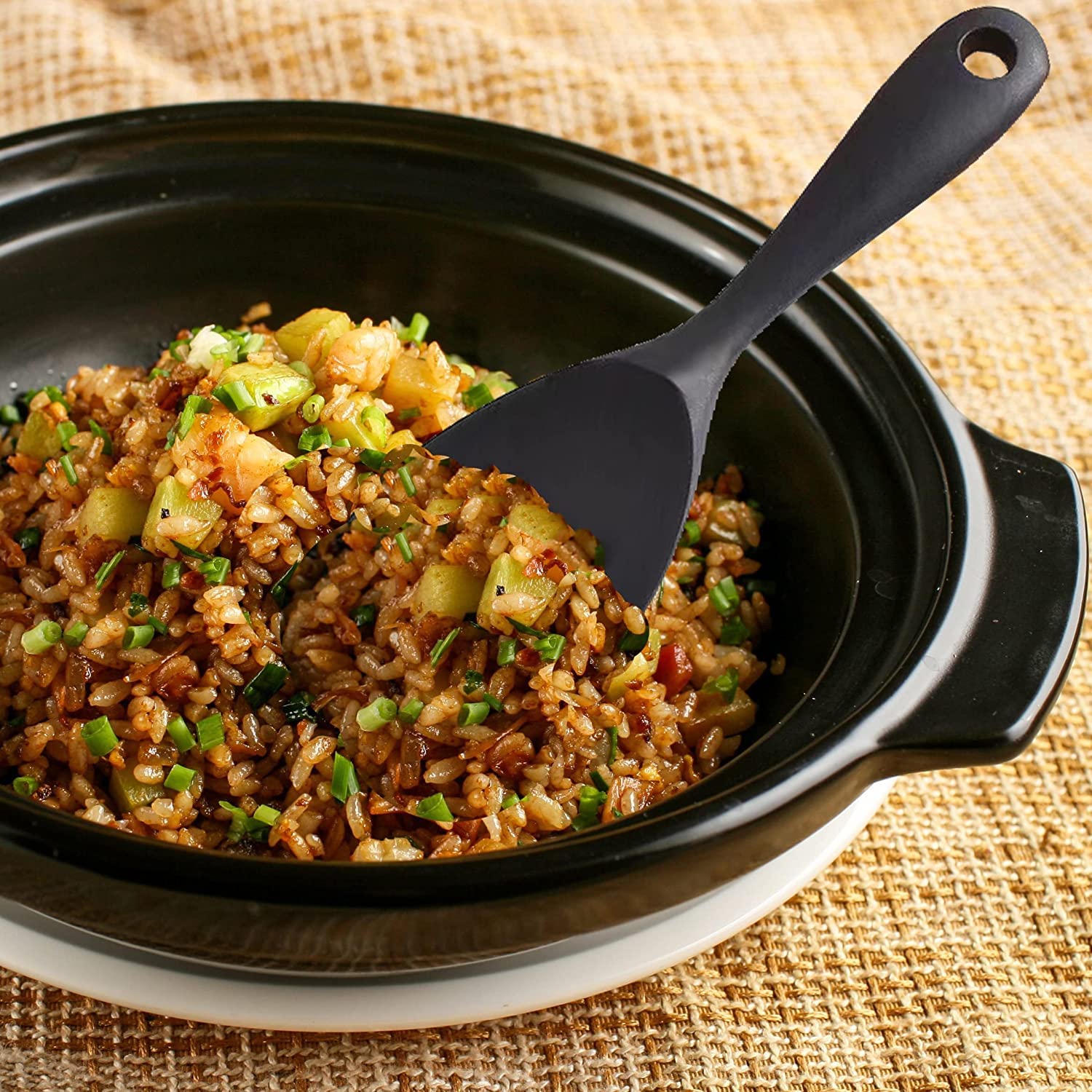 Ramkuwar Silicone Rice Spoon Non Stick Rice Scooper Heat Resistant Kitchen Gadge Rice Spoon Paddle Cooking Utensil Rice Spatula