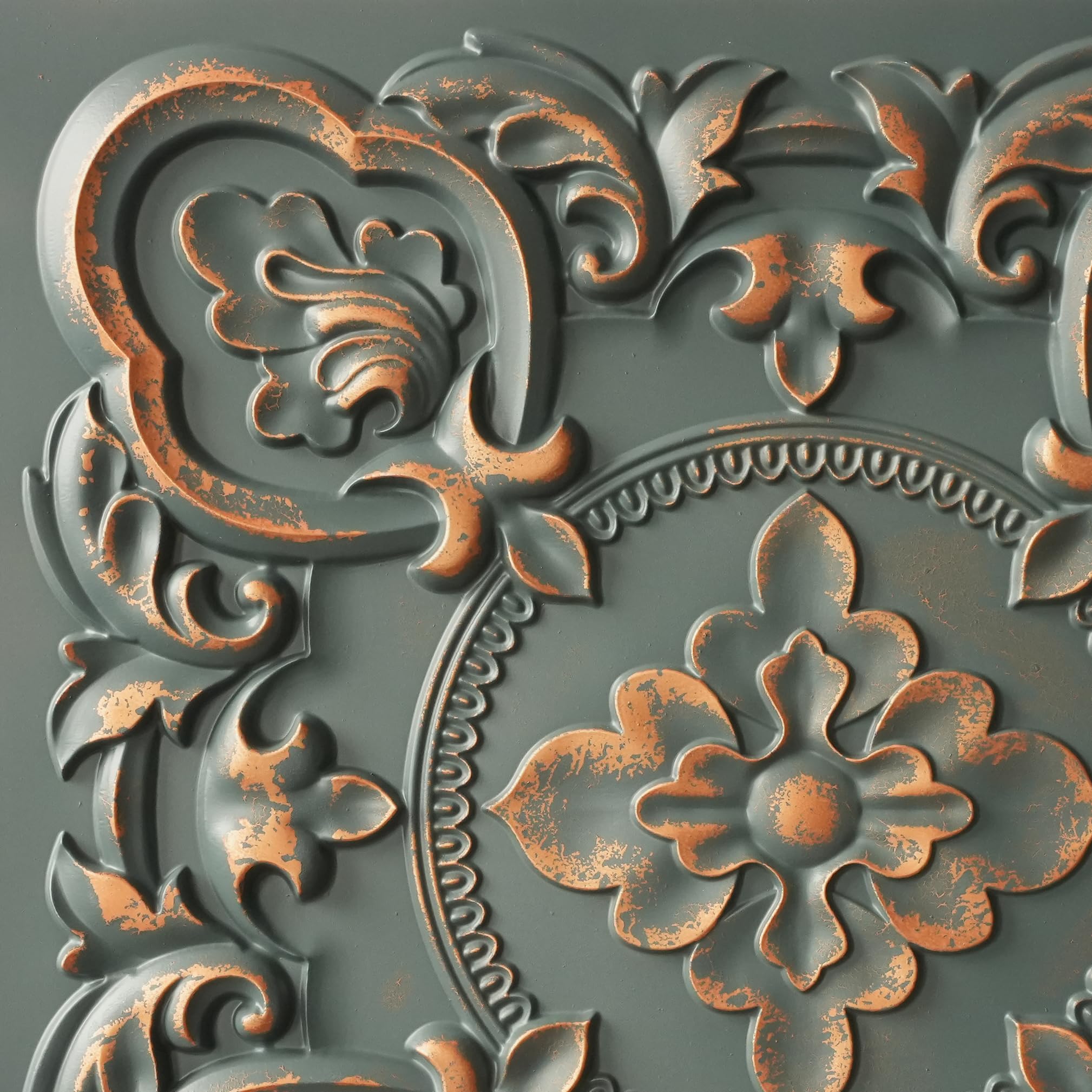 From Plain To Beautiful In Hours DCT30 Gaby PVC 2  x 2  Glue-up or Lay-in Ceiling Tile (Covers / 300 sq.ft), Graphite Gold, 75 P