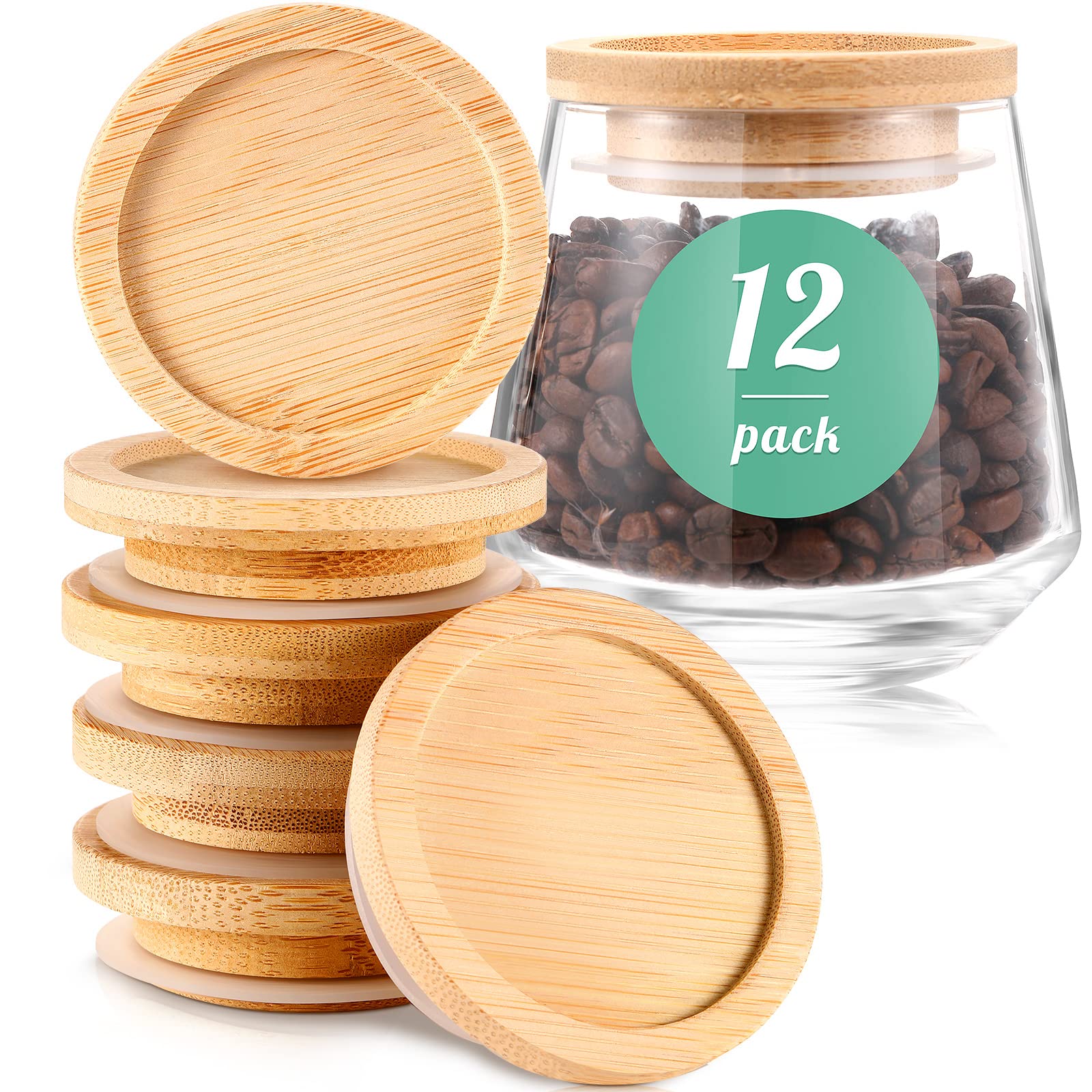 Oui Yogurt Jar Lids Set Bamboo Wood Lids With Silicone Sealing Rings Storage Canning Jar Bamboo Lids Wide Mouth Jar Lids Oui Lid