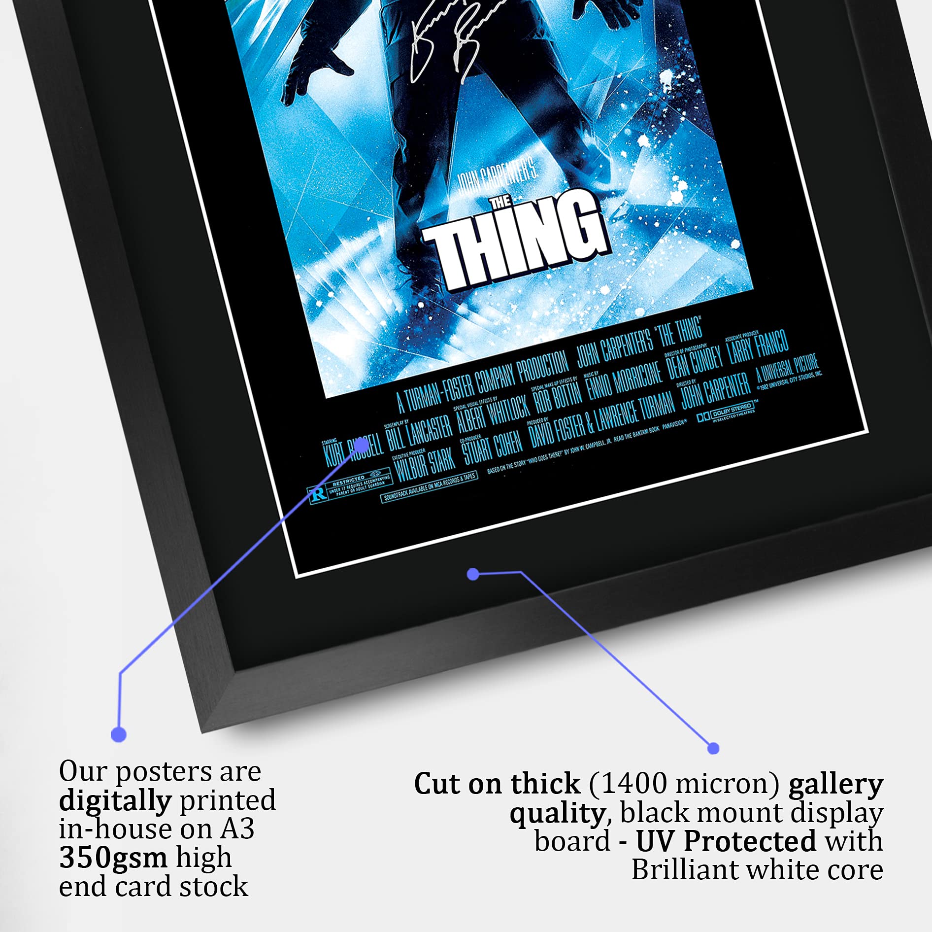 Hwc Trading The Thing Movie Poster John Carpenter Kurt Russell Signed 16 X 12 Inch Framed Gift Printed Autograph Film Print Phot