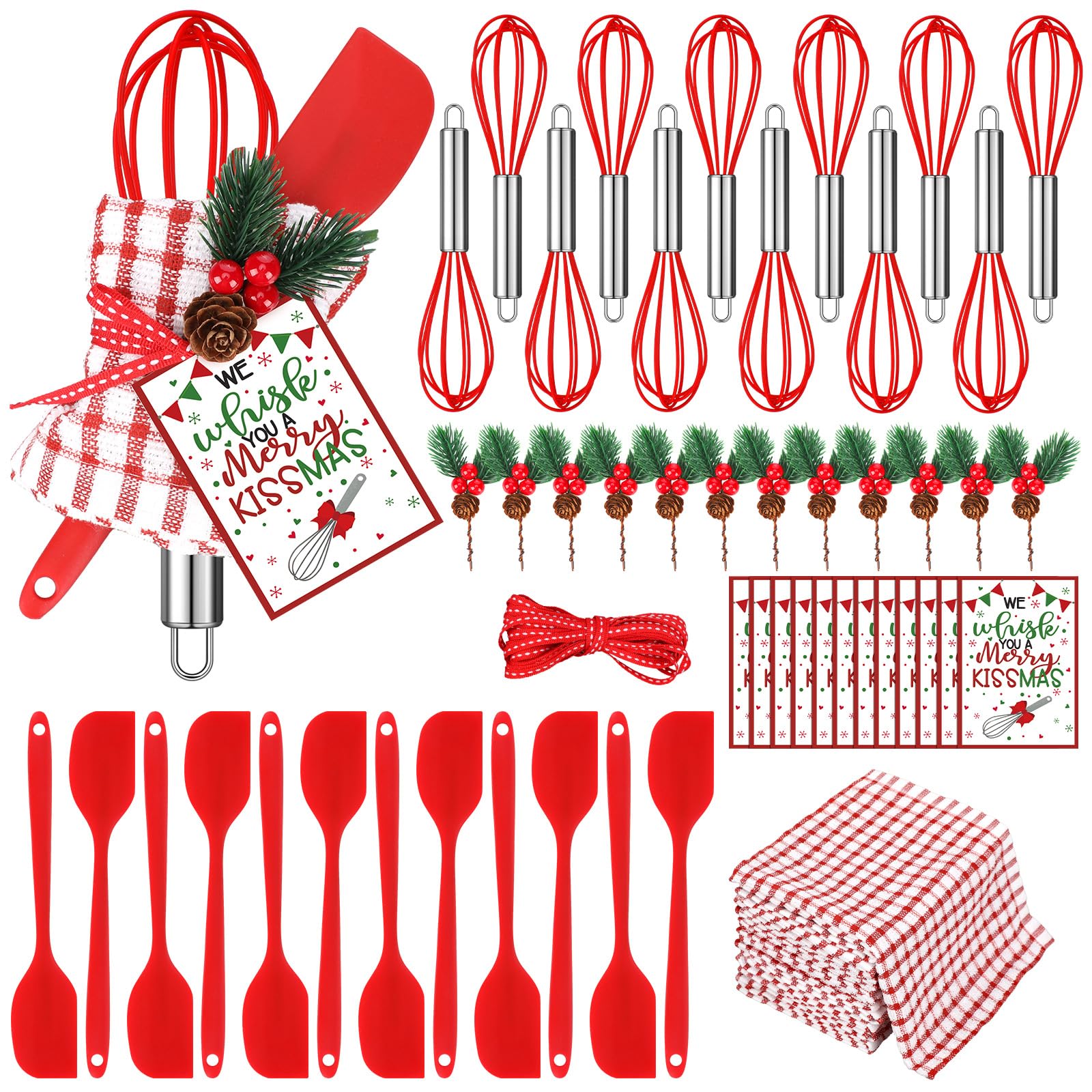 Qinyoung 120pcs/24sets Christmas Baking Gift Set with Whisk Spatula