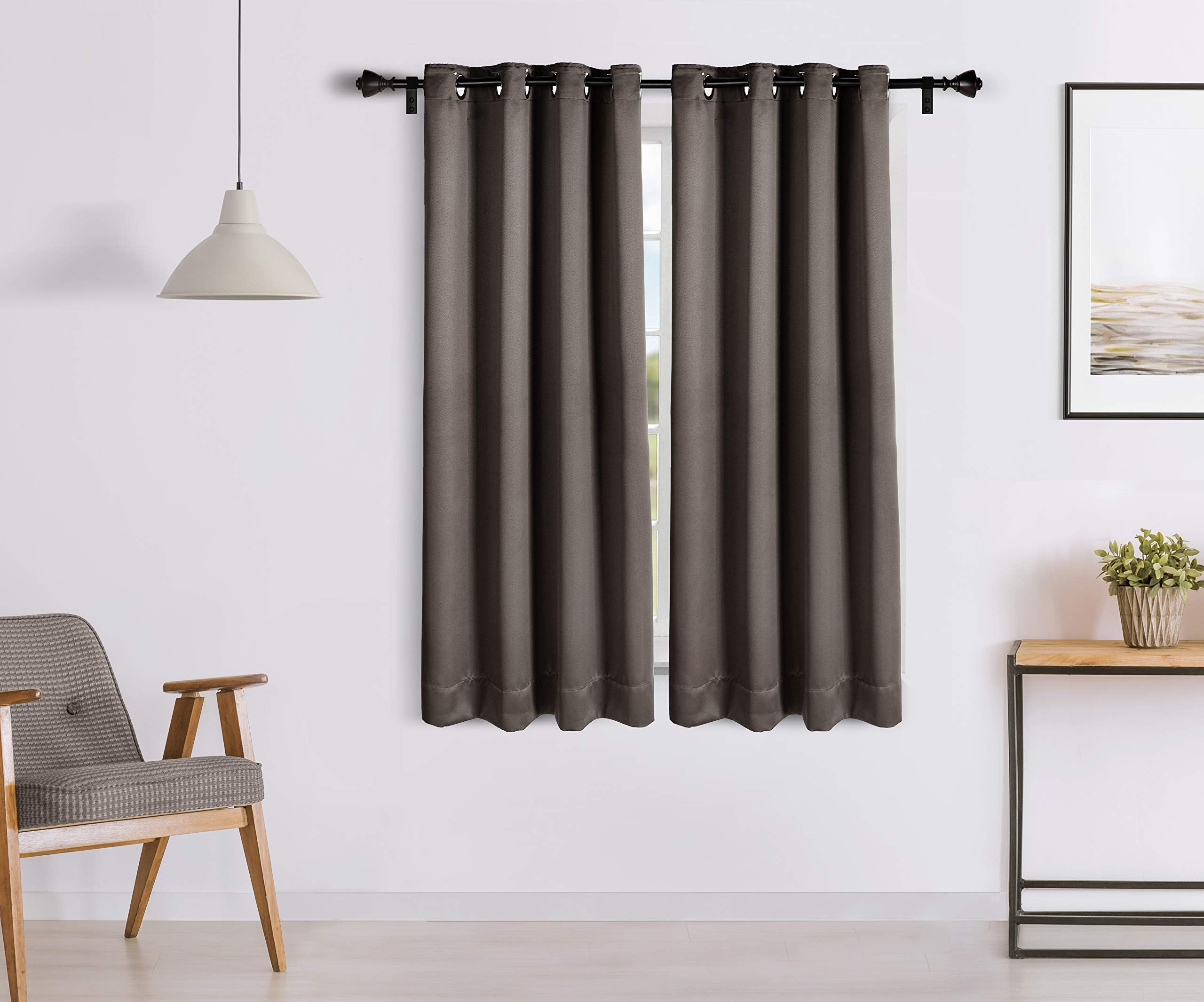 Amazon Brand - Solimo Room Darkening Blackout Window Curtain, 5 Feet, Set Of 2 (Brown)