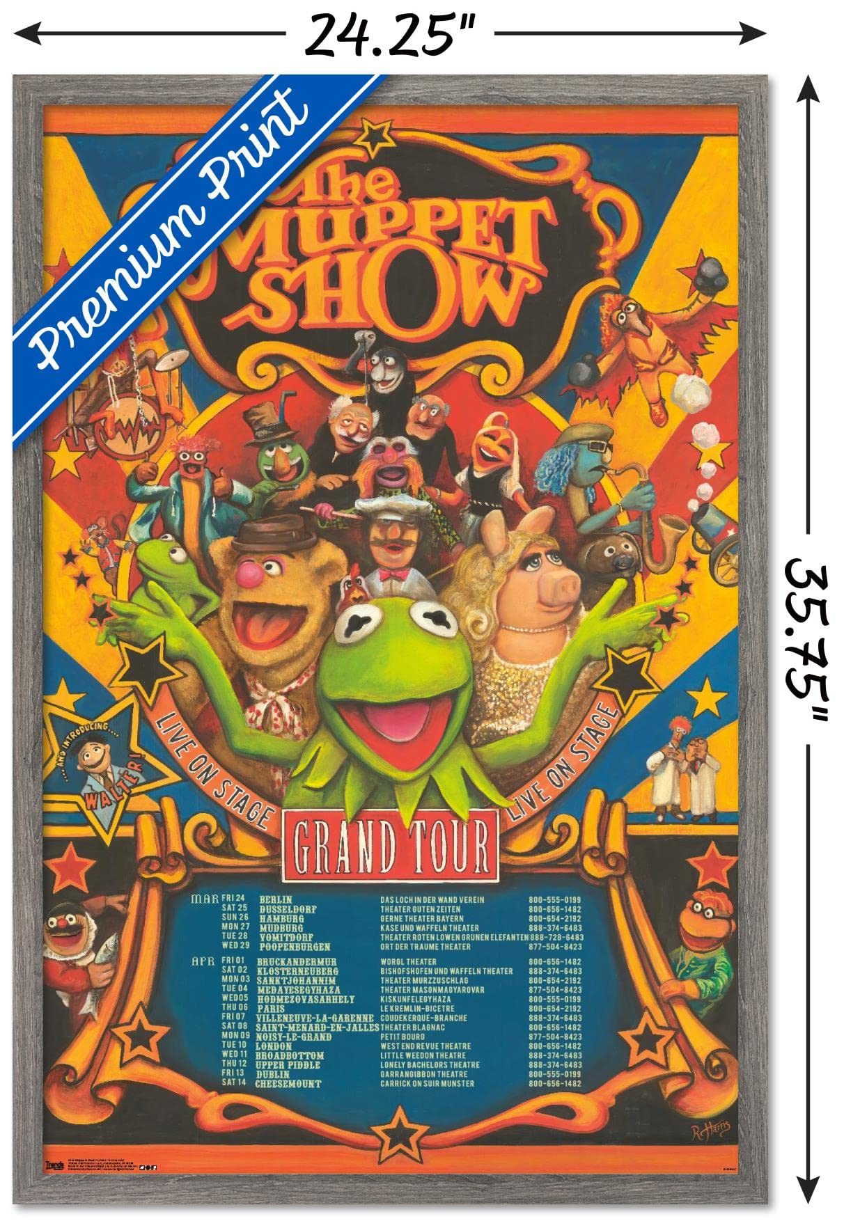 Trends International Disney The Muppets: Most Wanted - Grand Tour Wall Poster, 22.375'' X 34'', Barnwood Framed Version