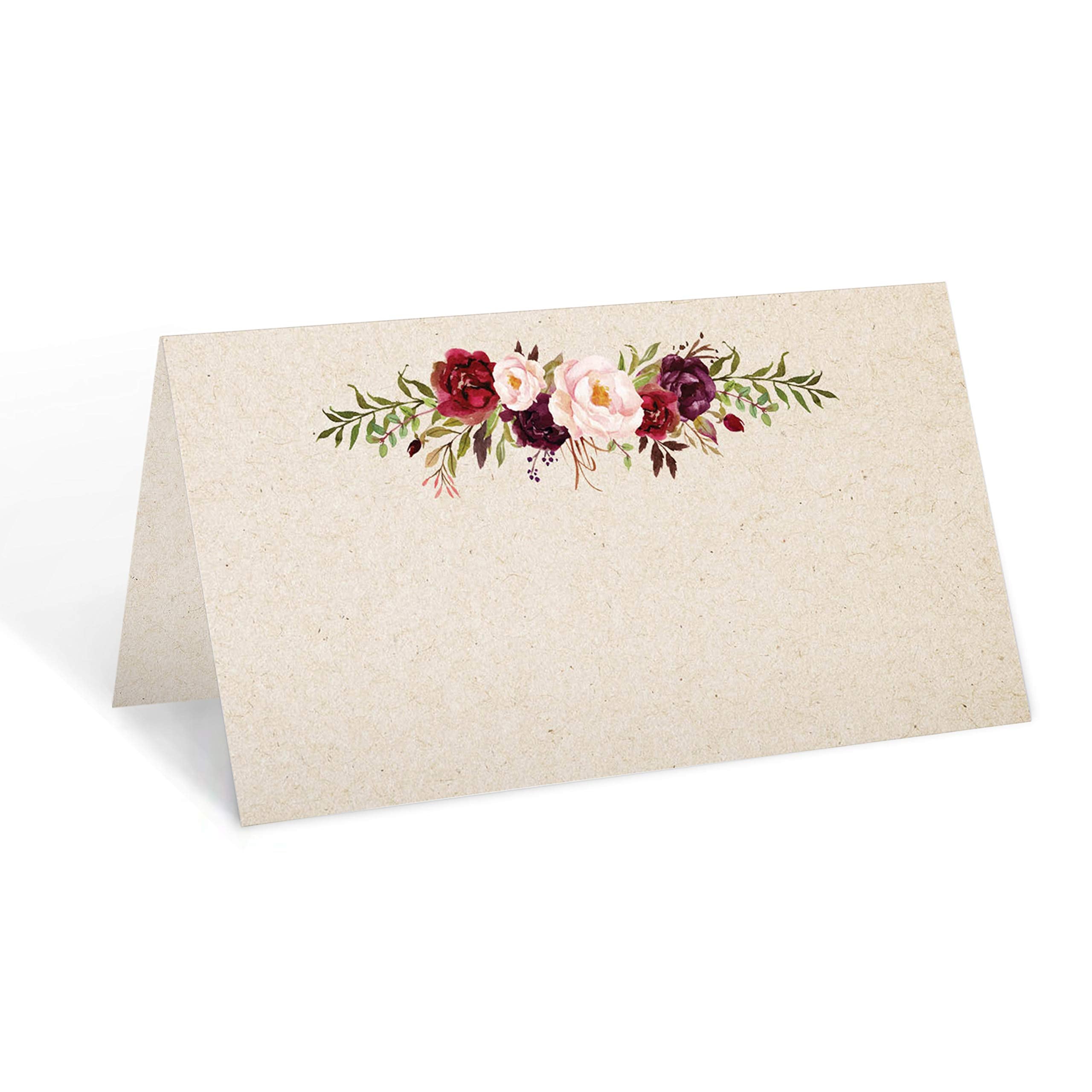 321Done Floral Place Cards 3.5X2, Made In Usa - Blank For Name Food Table Setting Dinner Party Seating Wedding Reception Buffet