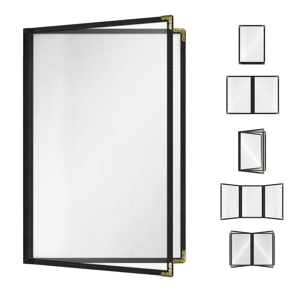 Goodsmart Restaurant Menu Covers - Black 25 Pack, 4-View 8.5 '' X 14 '', Side-Loading Vinyl & Plastic Menu Holders, Clear Menu S