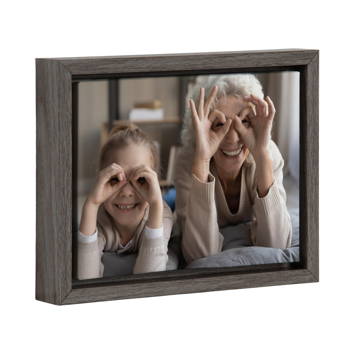 Kate And Laurel Custom Printed Framed Canvas Wall Art, 10X8 Gray, Sylvie Personal Canvas Print With Your Photos For Bedroom Or L