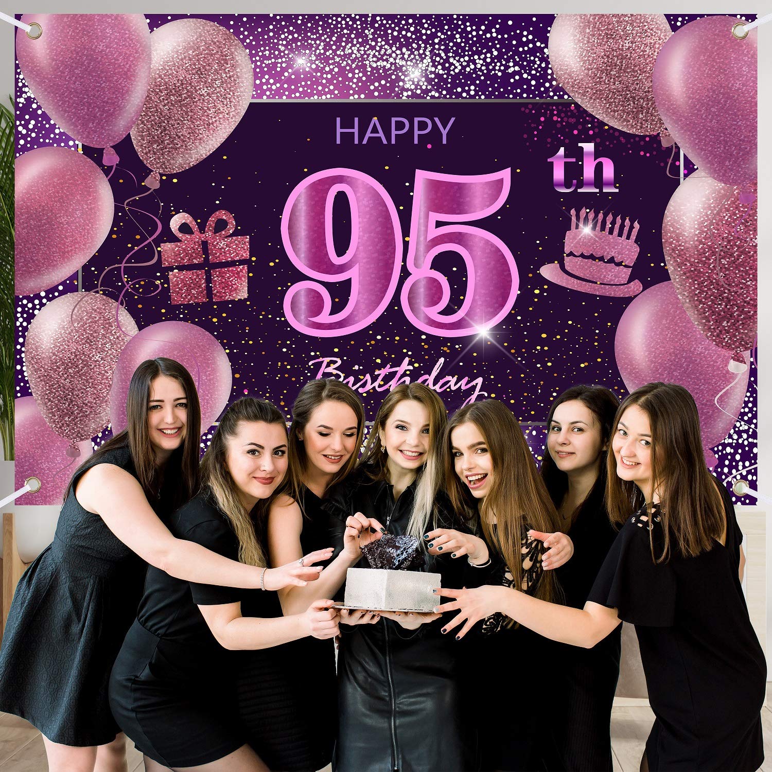 95Th Birthday Decorations For Girls Imisi Happy Birthday Banner Pink Decorations For A Party Birthday Backdrop For Women