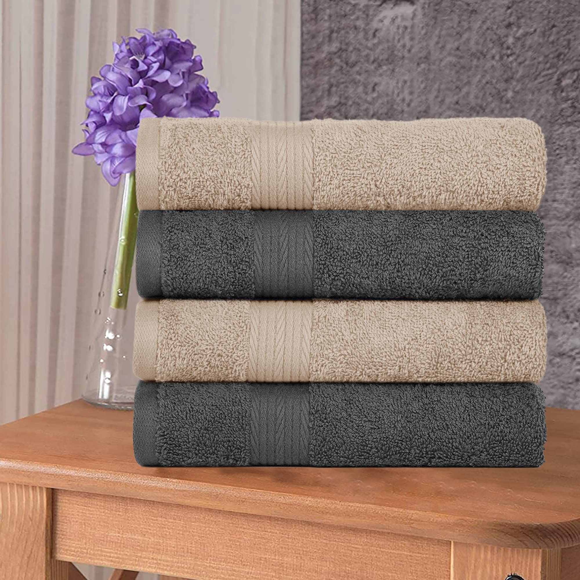 Ample Decor Wash Cloths Pack Of 20 100% Cotton 600 Gsm Oeko Tex Certified Face Towels, Quick Drying Solid Construction Absorbent