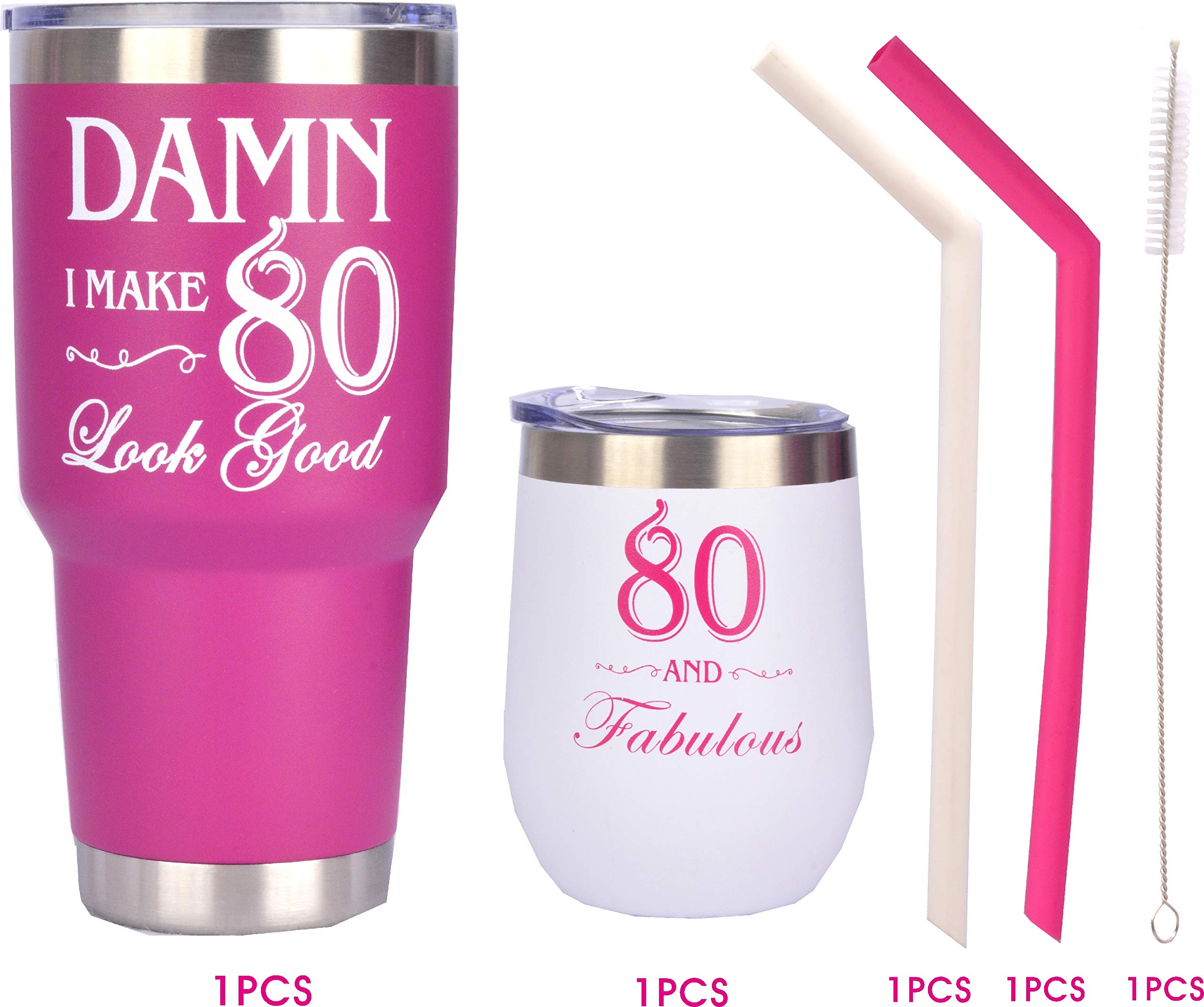 Meant2Tobe 80Th Birthday Gifts For Women, 80 And Fabulous Tumbler, 80 And Fabulous Tumbler For Women, 80Th Birthday Tumbler Set,