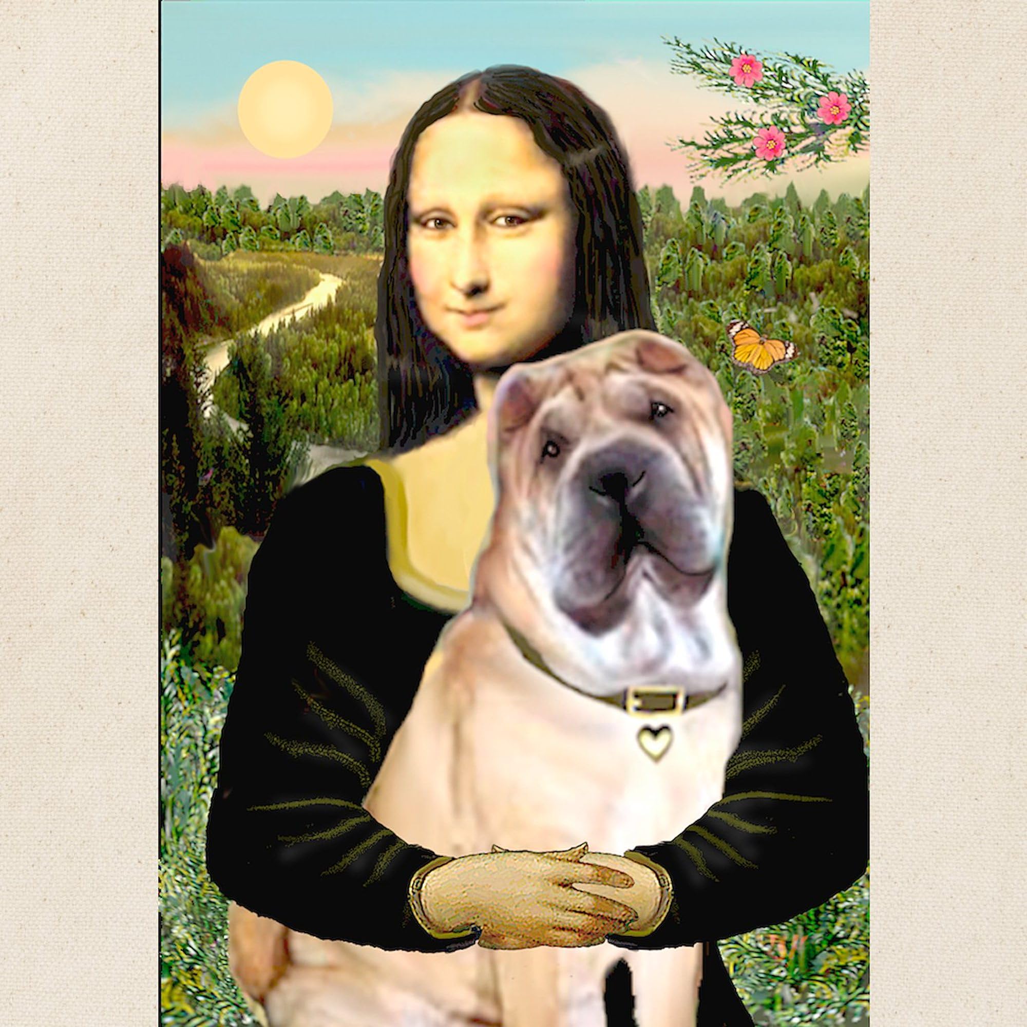 Cafepress Mona Lisa'S Shar Pei (#5) Tote Bag Natural Canvas Tote Bag, Reusable Shopping Bag