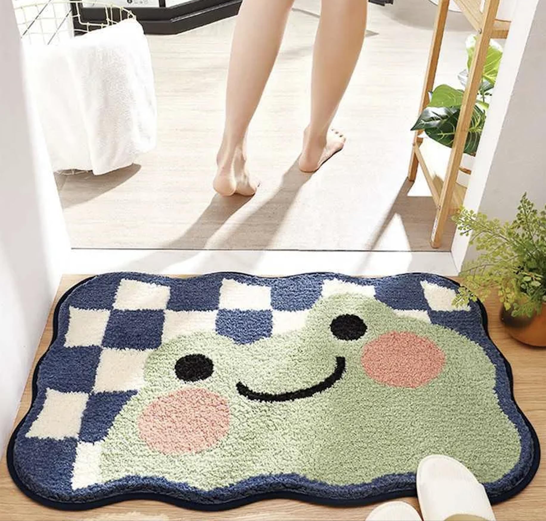 Roseate Frog Super Soft Anti Skid (50X80 Cm) Super Absorbent Mats Microfibre 2000 Gsm Mat For Bathroom/Bedroom/Kitchen/Door Mat/