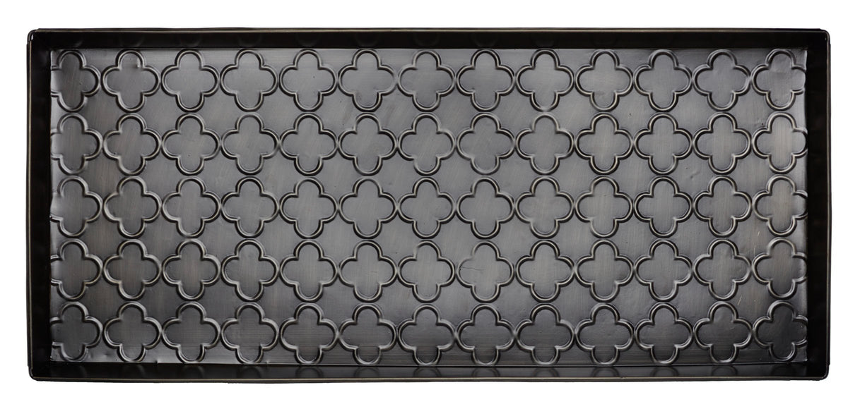 Hf By Lt Trellis Pattern Metal Boot Tray, 30 X 13 Inches, Keeps Dirt, Muck, Grass, Snow, And Water From Boots, Antique Zinc Fini
