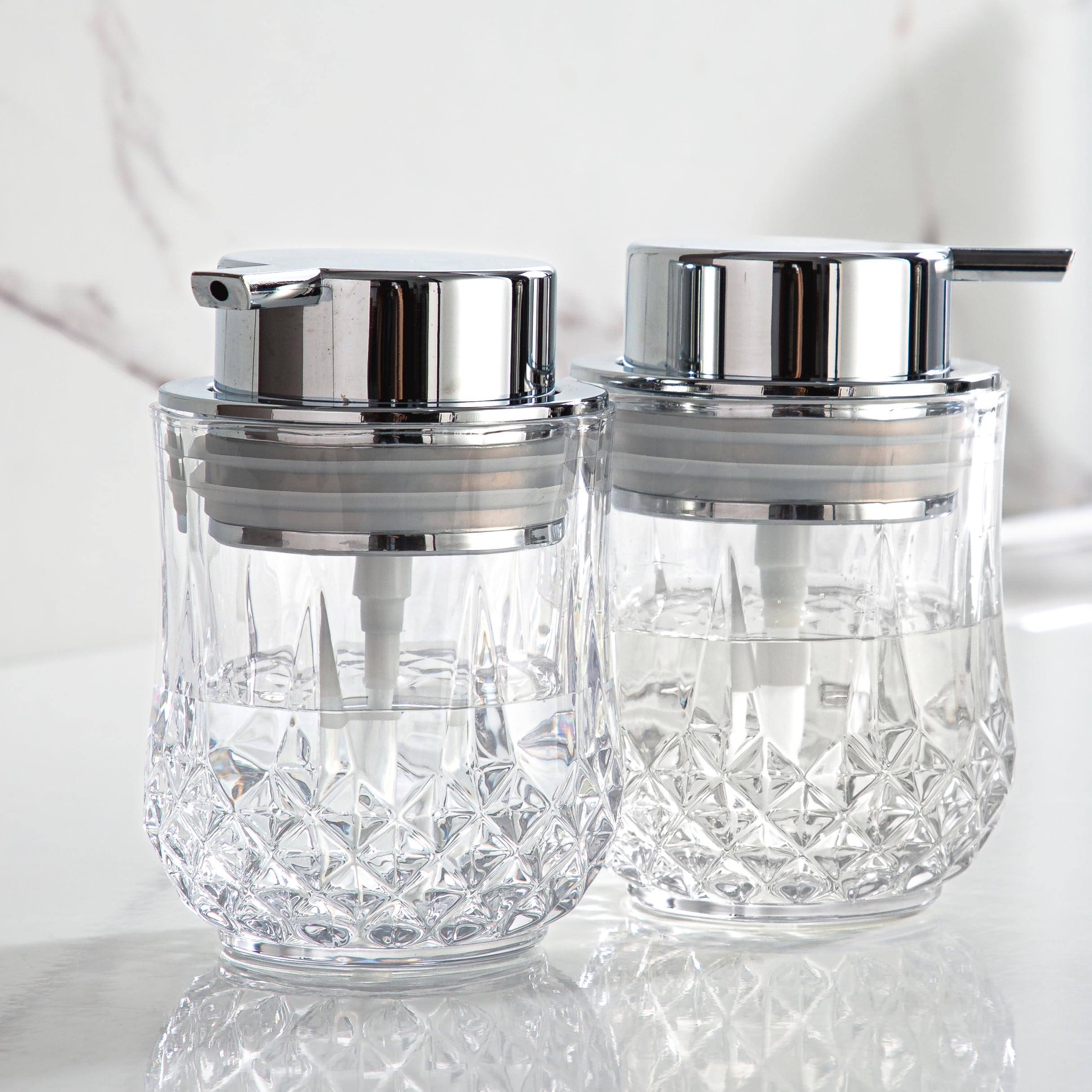 Glass Soap Dispenser Set - 2 Pack Bathroom Hand Liquid Soap Dispensers,Refillable Dish Soap Dispenser,Modern Home Soap Dispenser