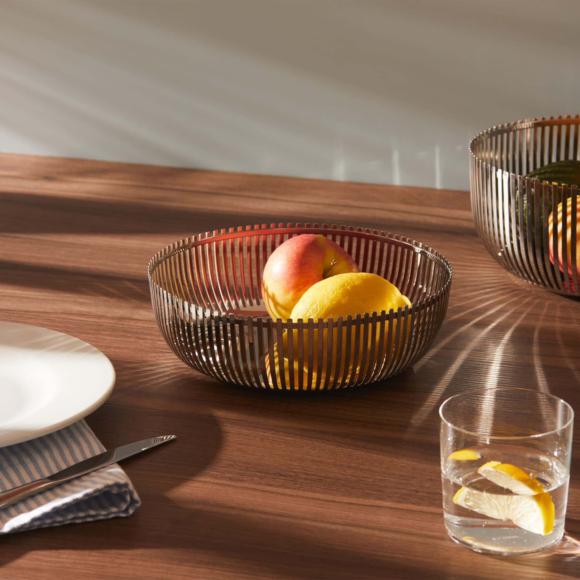 Alessi Round Basket, 23Cm, Silver