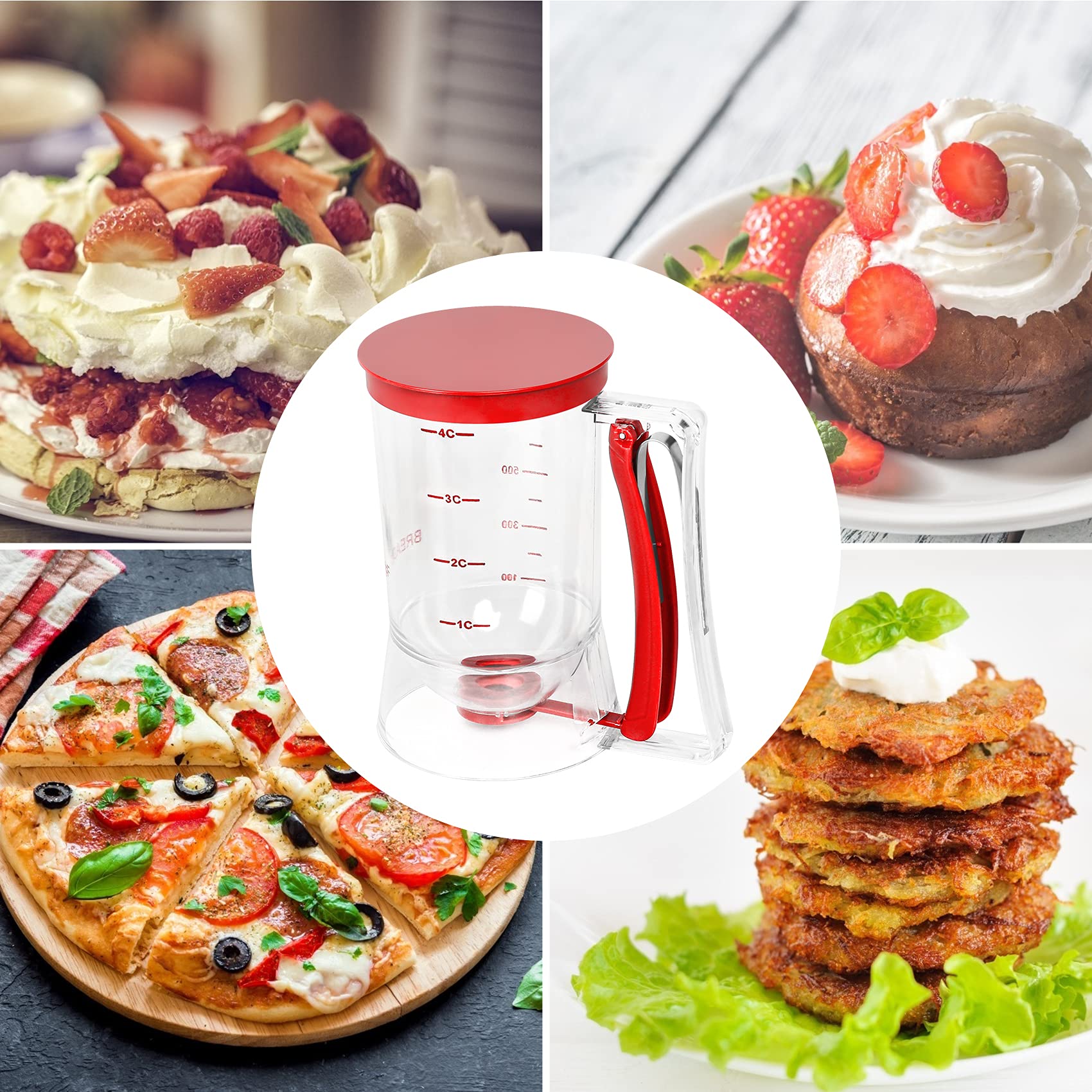 Yieobel Batter Separator Cupcakes Pancakes Cookie Cake Waffles Batter Dispenser Cookie Separator Batter Cream Speratator Cup Mea