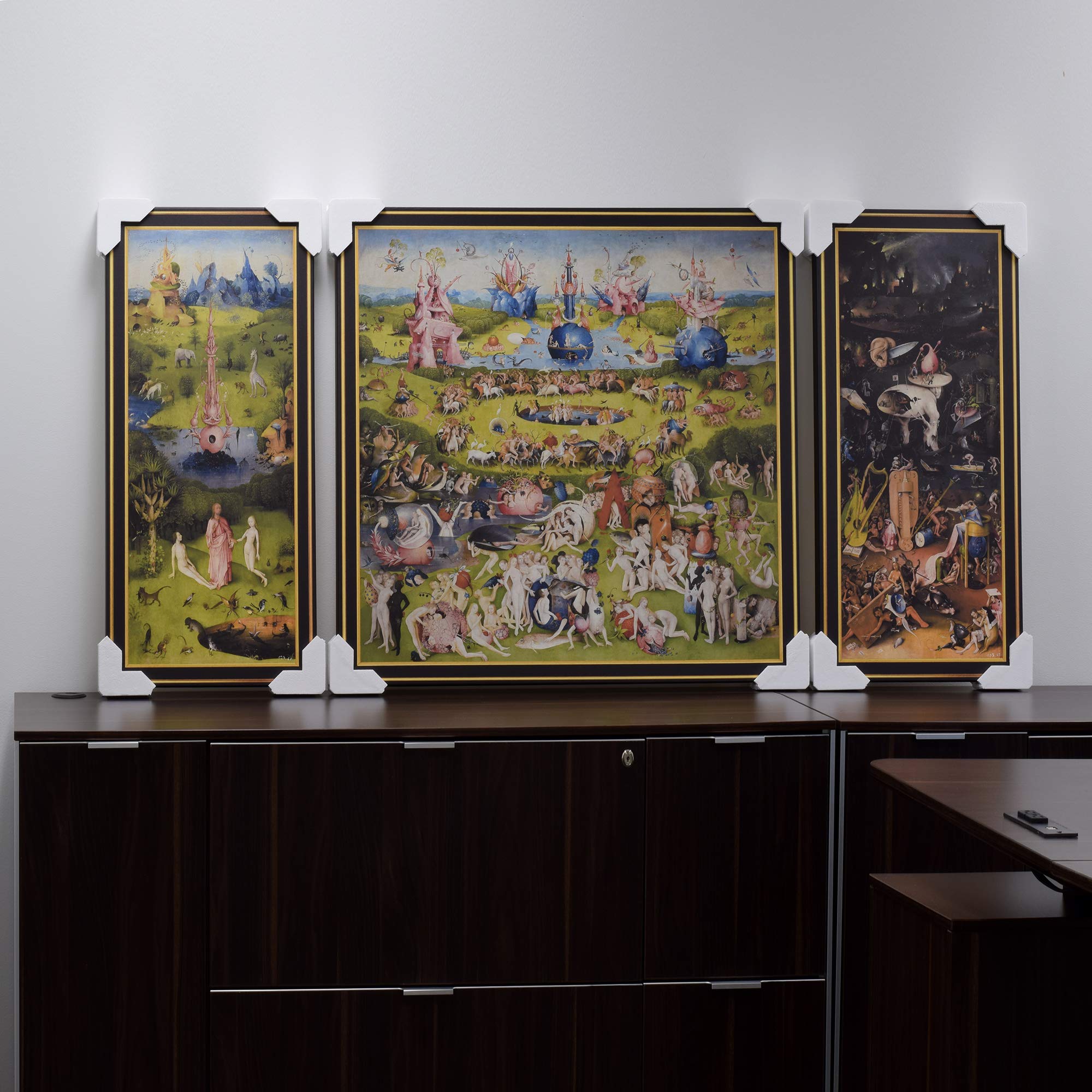 Artcanvas The Garden Of Earthly Delights 1515 Canvas Art Print By Hieronymus Bosch With Printed Gold Frame - 76'' X 40'' (1.50''