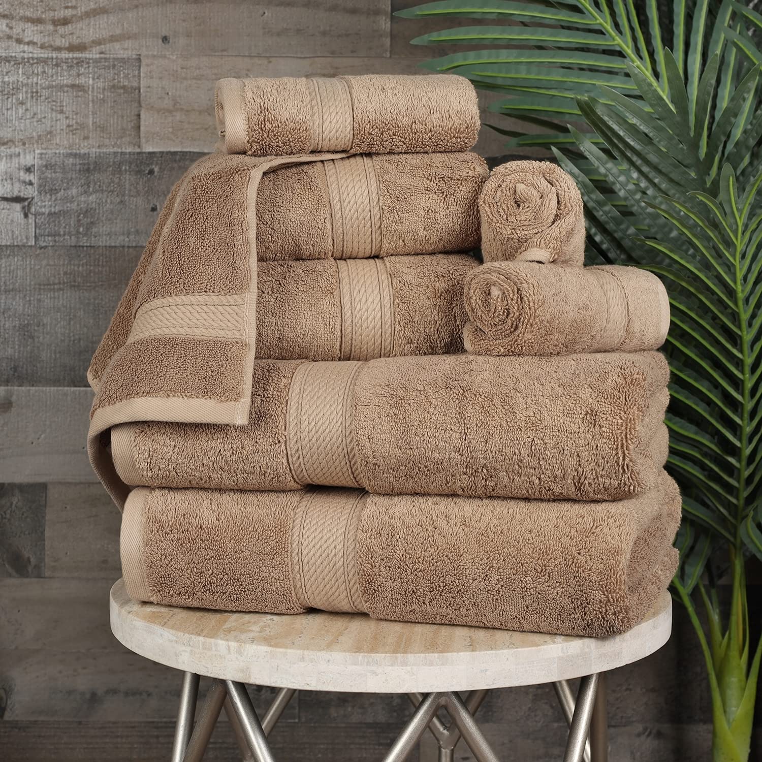 Superior Egyptian Cotton Pile 8 Piece Towel Set, Includes 2 Bath, 2 Hand, 4 Face Towels/Washcloths, Ultra Soft Luxury Towels, Th