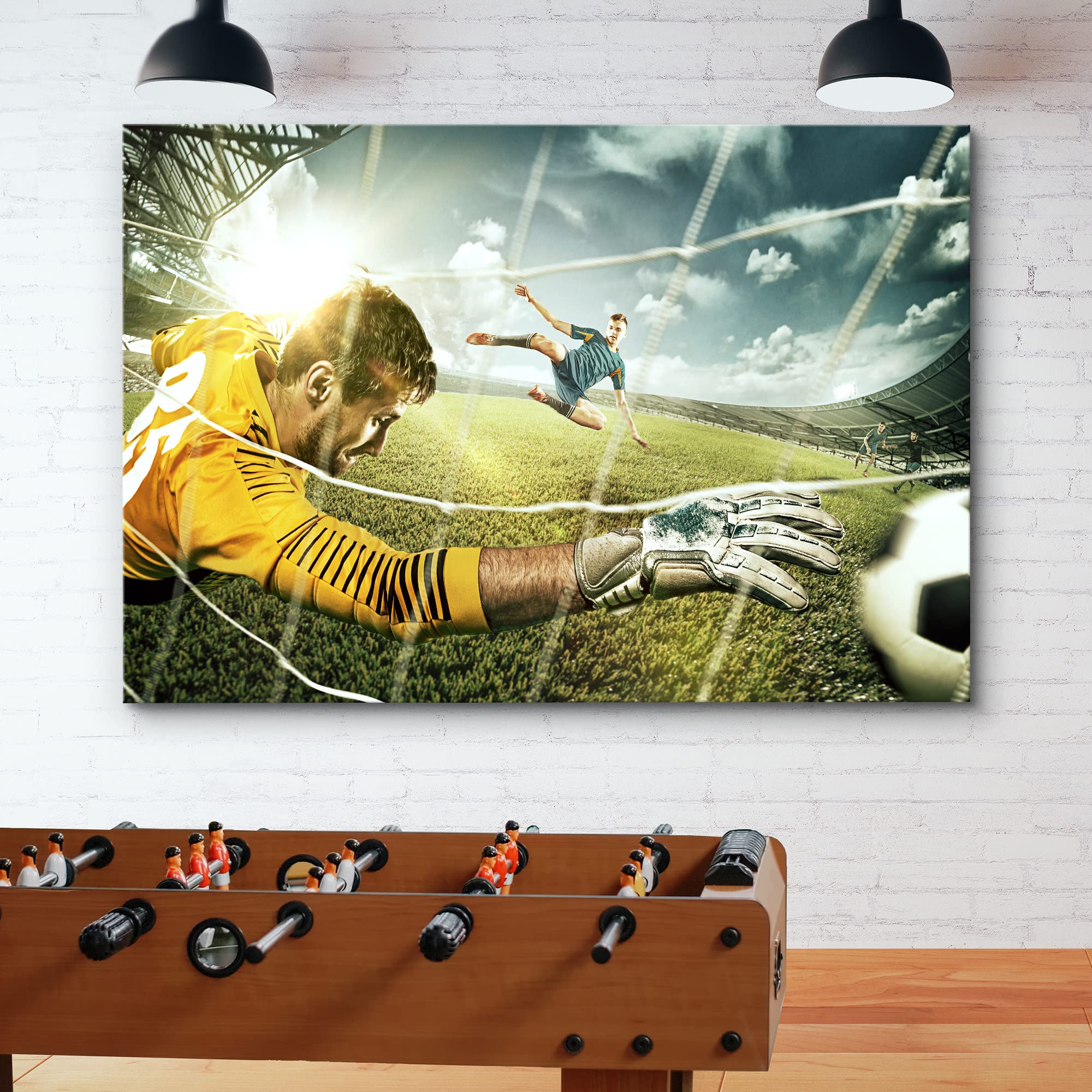Wall26 Canvas Print Wall Art Vibrant Soccer Player Kicking Ball Into Goal Athletes Sports & Fitness Photography Realism Decorati