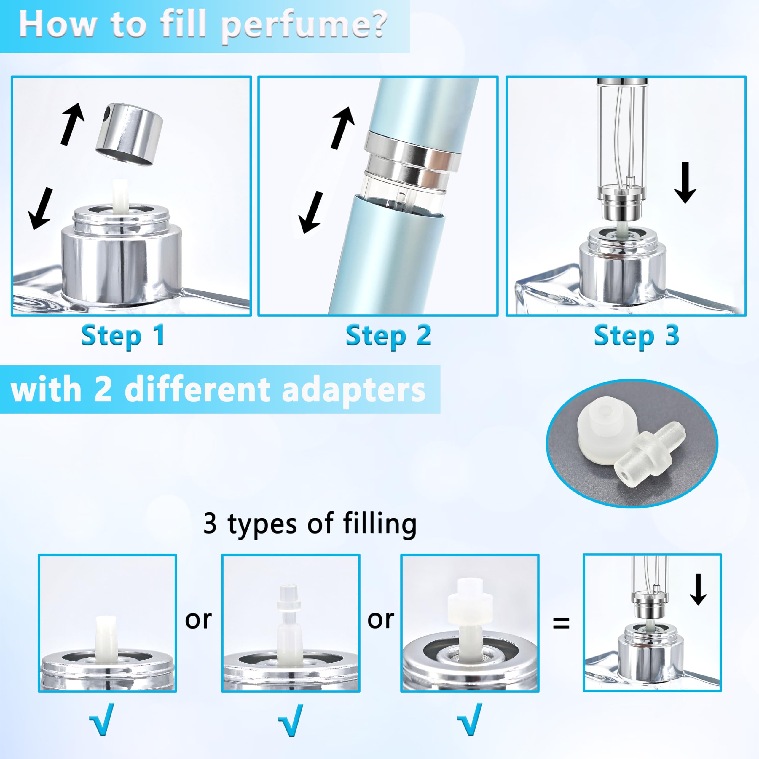 Qavhun Refillable Perfume Atomizer Travel Bottle 2-Pack 5Ml Leakproof Luxury Travel Perfume Refillable Bottle, Portable Fragranc