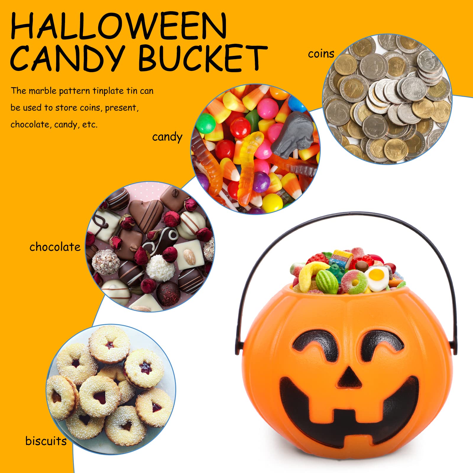 Heallily 20 Pcs Halloween Pumpkin Bucket Halloween Portable Pumpkin Bucket Halloween Pumpkin Candy Buckets For Nightclub Bar
