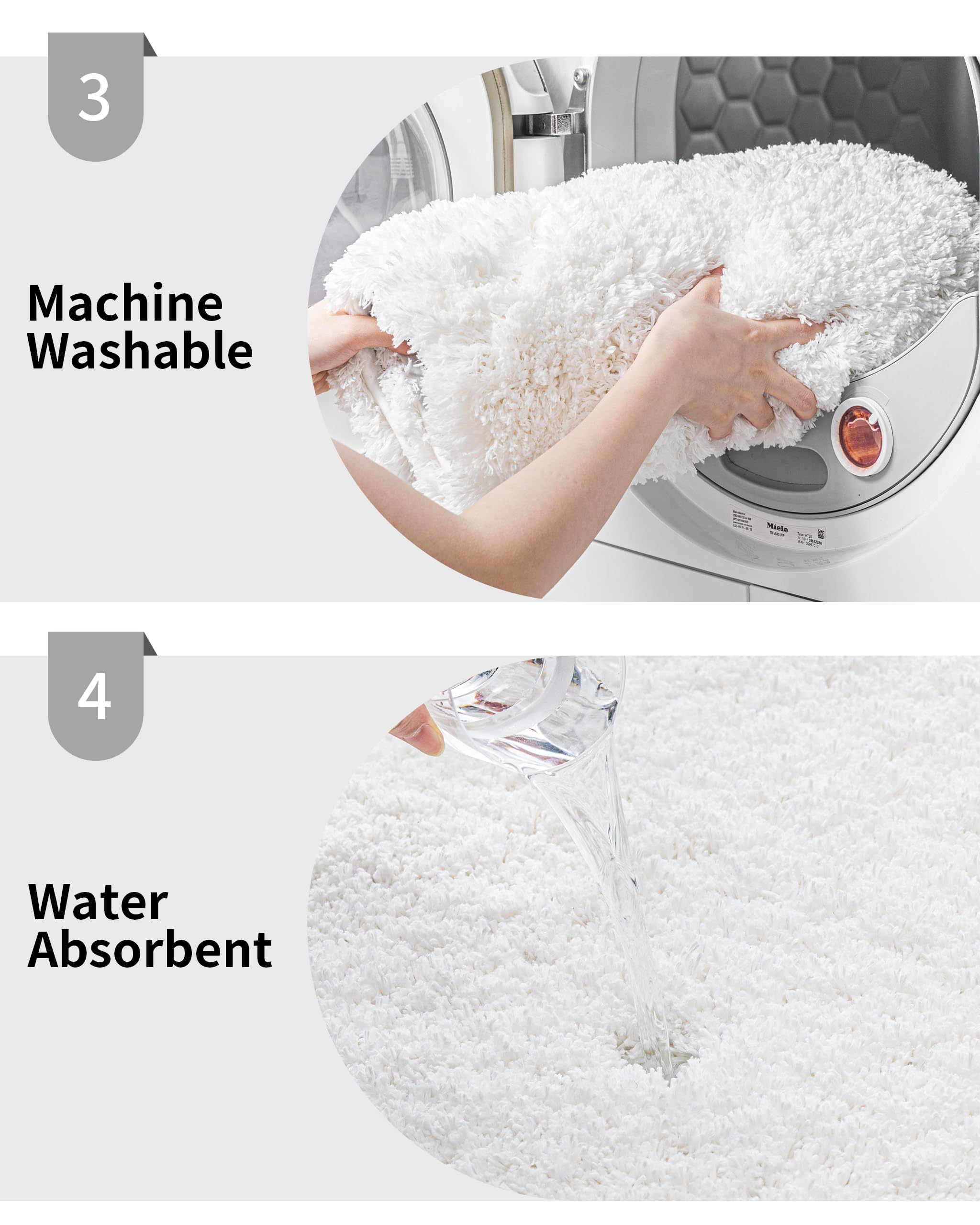 Disolla White Bathroom Rug 24X36 Non Slip Fluffy Bath Mat For Bathroom Floor Washable Plush Luxury Bath Rug For Tub Soft Shaggy