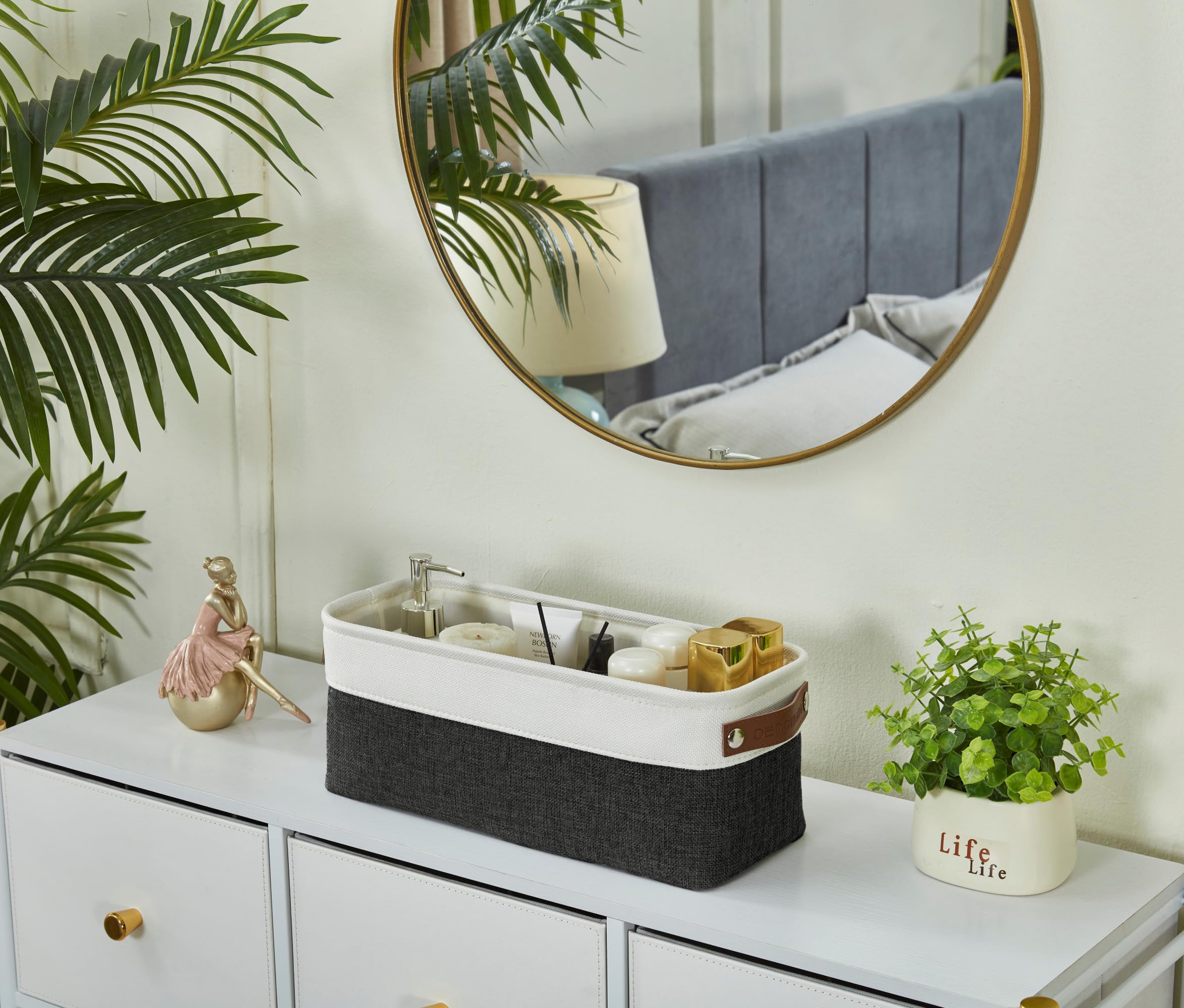 Decomomo Narrow Storage Bins, Small Baskets For Organizing, Toilet Tank Basket For Toilet Paper, Vanities, Cabinets, Towels And