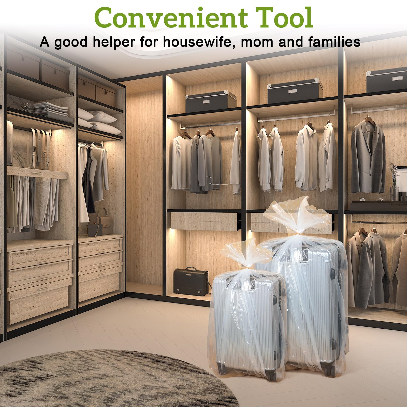 Fainne 10 Pack Extra Large Clear Plastic Storage Bags 32 x 48 Inch 3.94 Mils Giant Jumbo Moving Flat Plastic Storage Bags for Cl