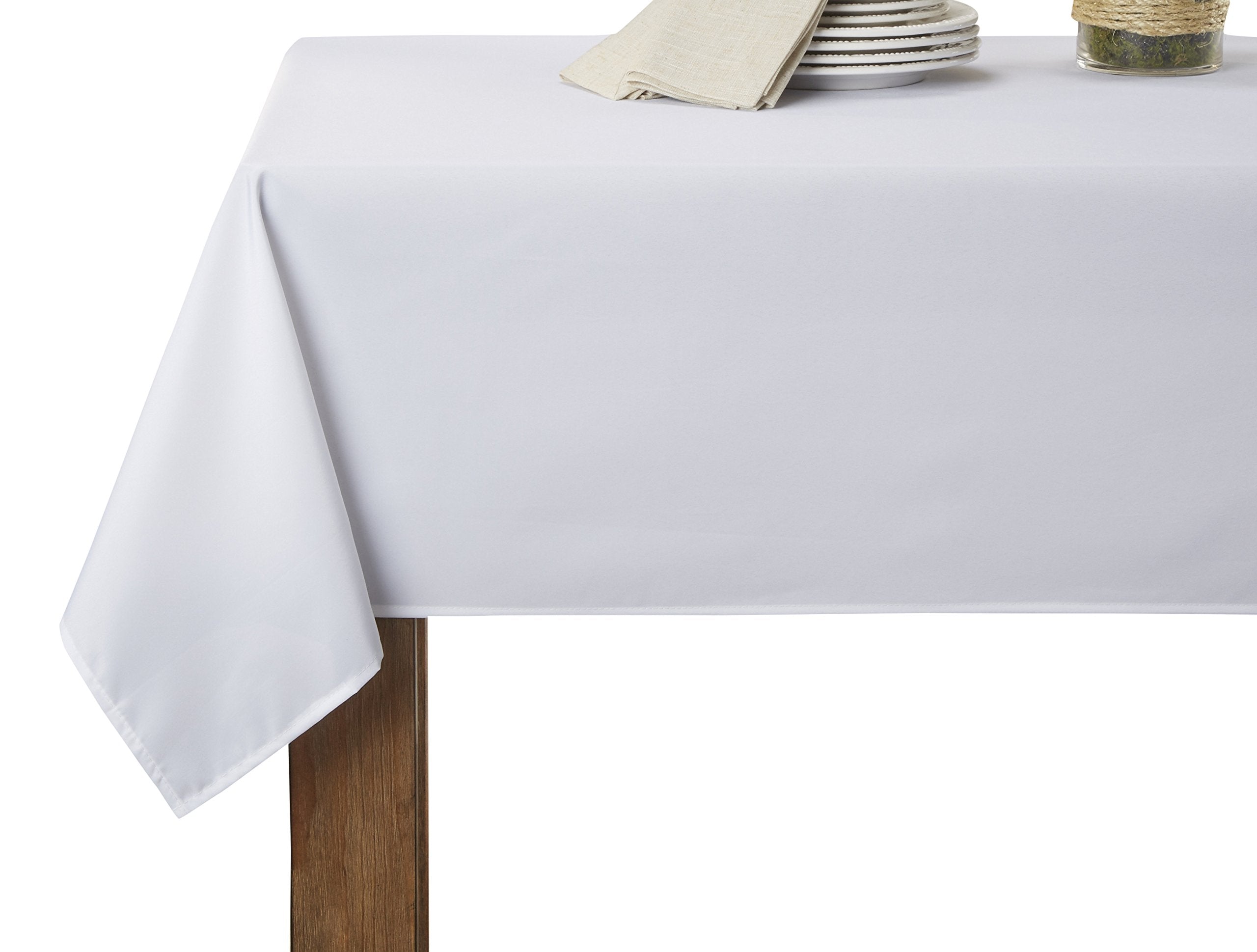 Violet Linen Solid Liner Tablecloth White 60'' X 156'' Oblong/Rectangle