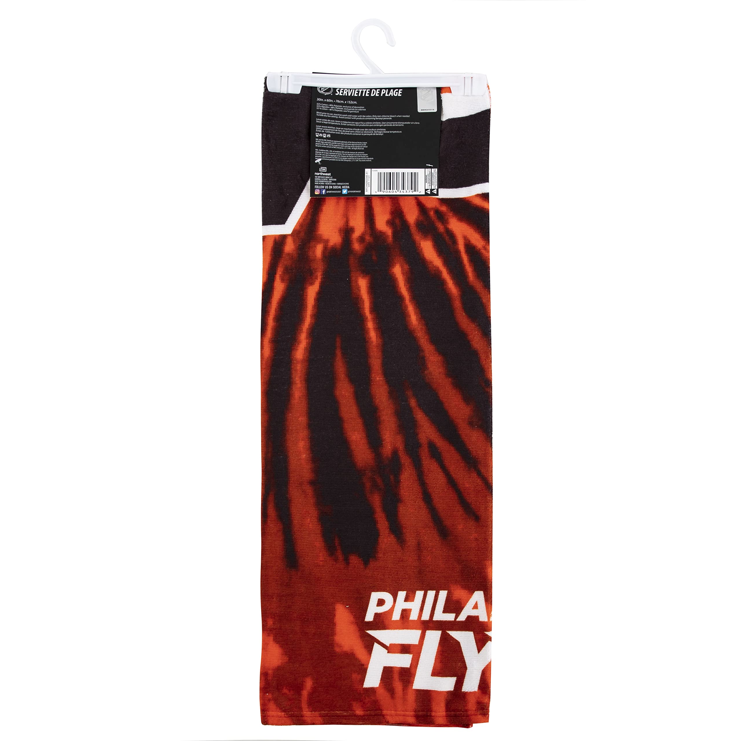 Northwest The Company NHL Philadelphia Flyers Beach Towel  30'' x 60''  Psychedelic