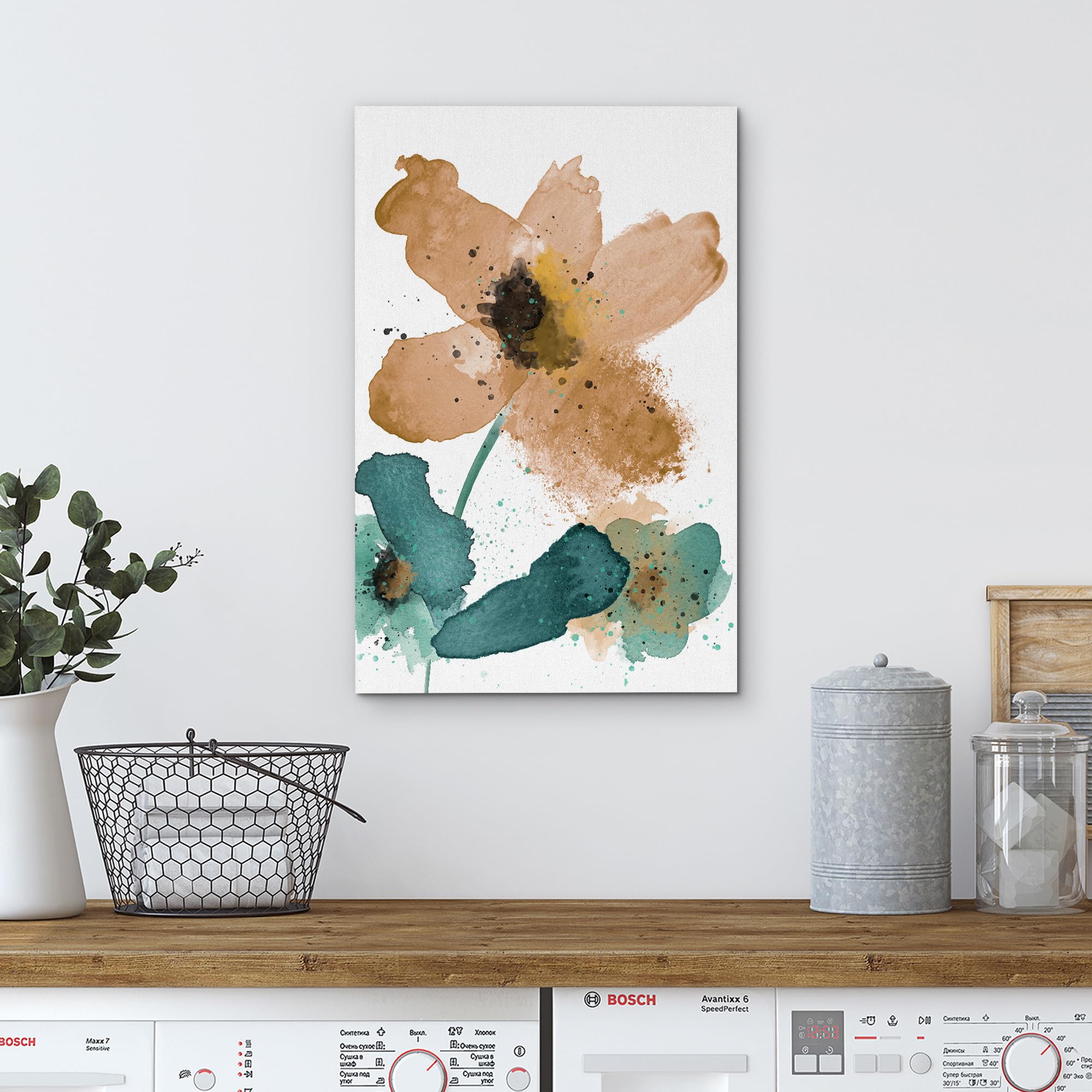 Wall26 Canvas Print Wall Art Watercolor Explosion Orange & Green Daisies Floral Botanical Illustrations Minimalism Glam Multicol