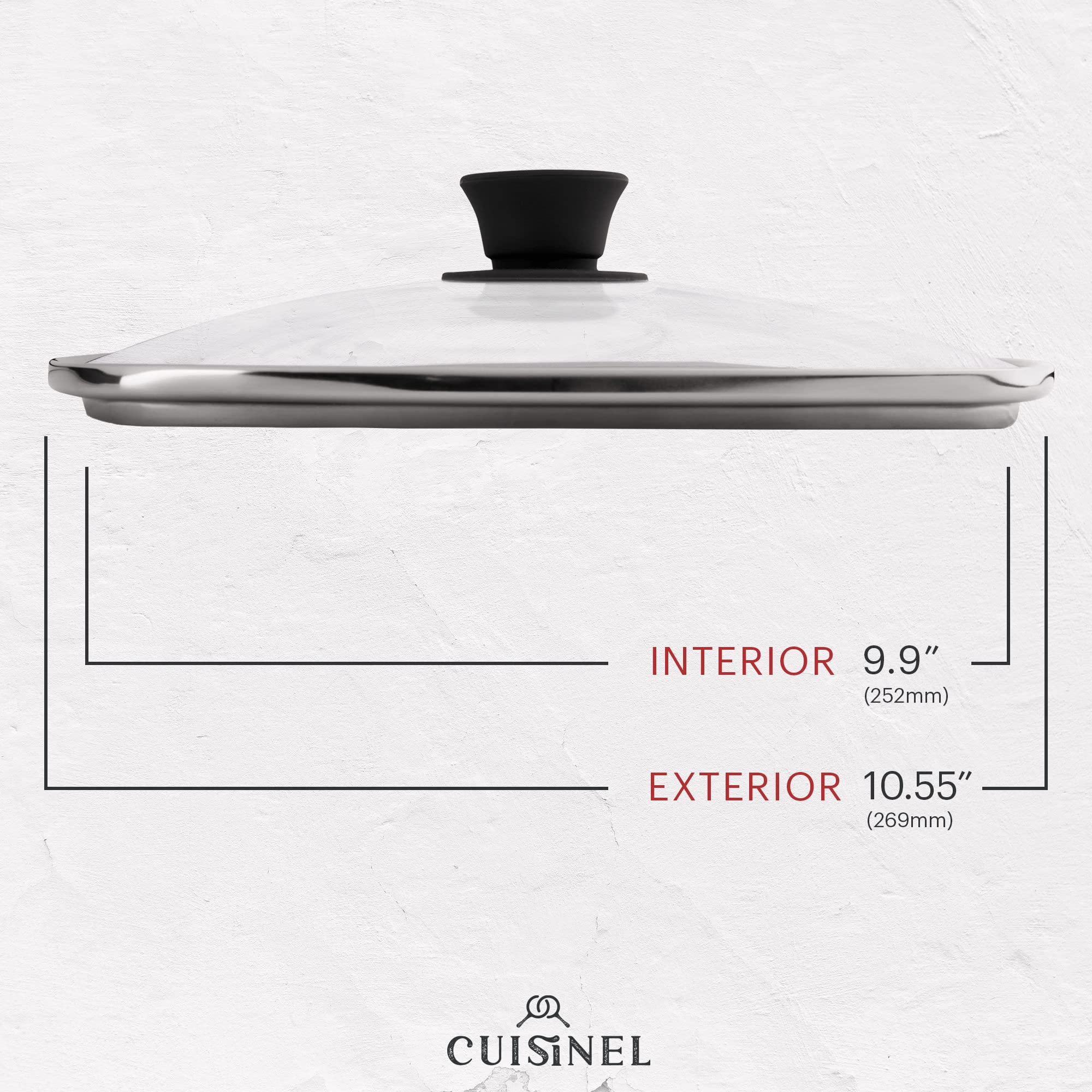 Cuisinel Cast Iron Square Grill Pan + Glass Lid + Pan Scraper + Handle Cover - 10.5'' Pre-Seasoned Ridged Skillet - Grill, Stove