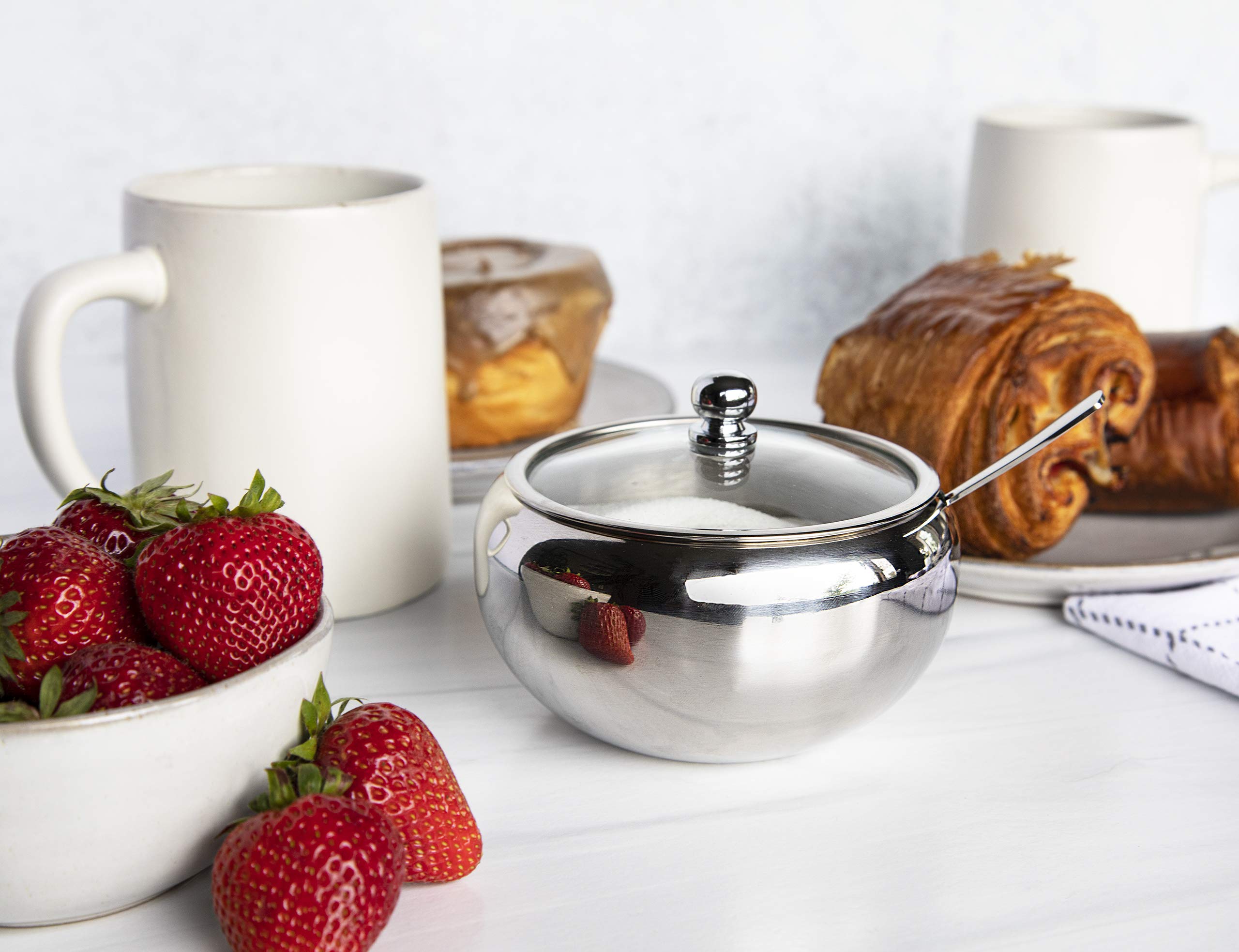 Kook Sugar Bowl, Sugar Bowl With Lid And Spoon, Sugar Container With Lid, For Salt, Coffee, Holds 2 Cups, Dishwasher Safe, Stain