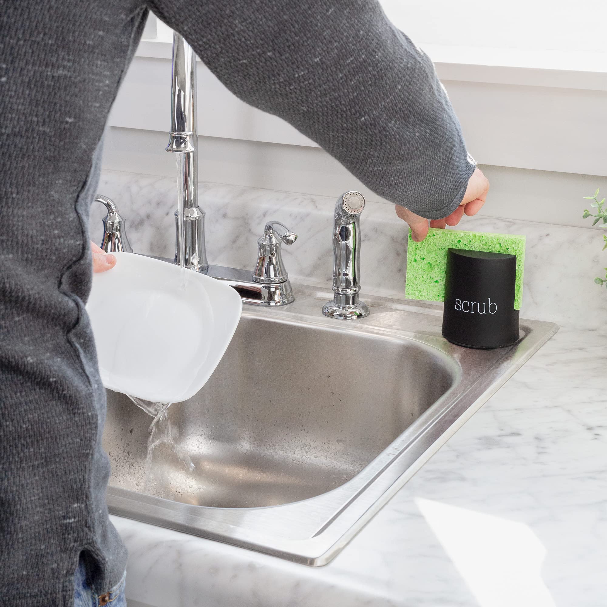 Auldhome Black Enamel Sponge Holder; Contemporary Kitchen Sink Accessory