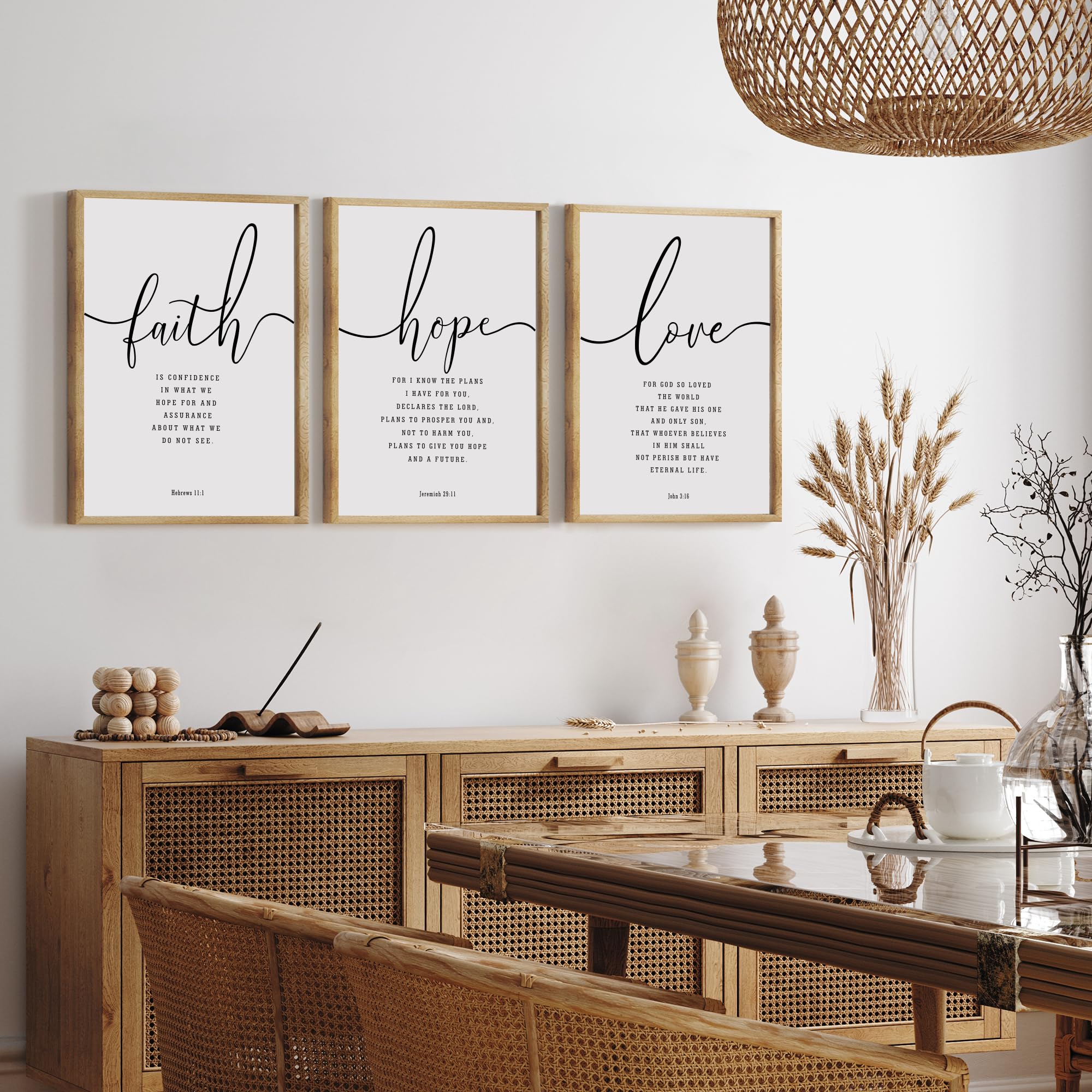 Houmury Set Of 3 Framed Farmhouse Bible Verses Wall Decor Sign 11   X14    Christian Faith Scripture Wall Art For Home Living Ro