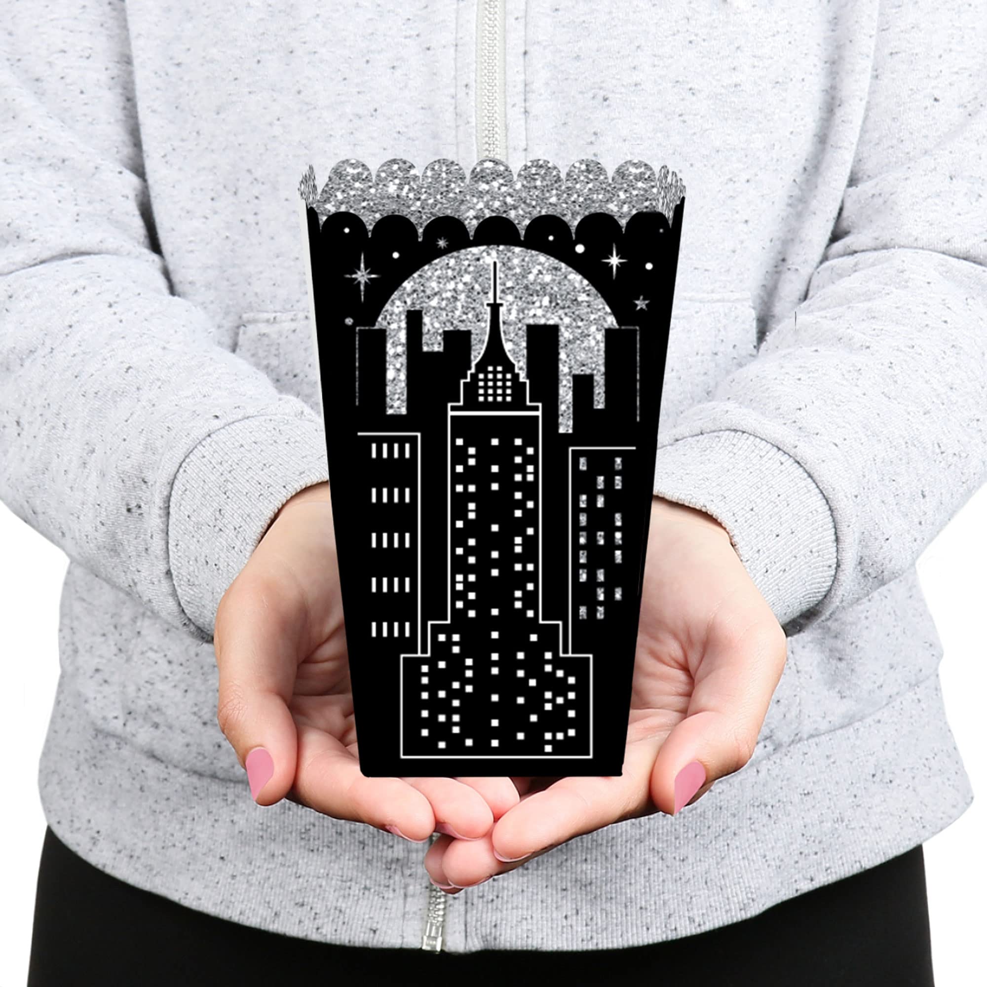 Big Dot Of Happiness Nighttime City Skyline - New York Party Favor Popcorn Treat Boxes - Set Of 12
