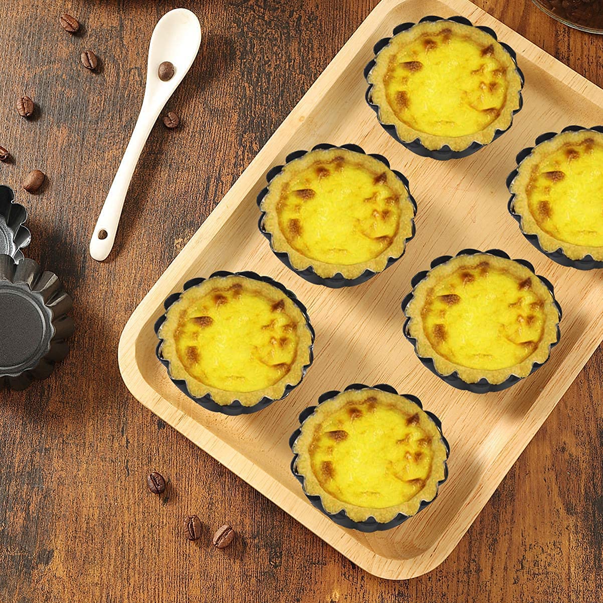 Xstronq Egg Tart Molds 12PCS Tart Pan  Mini Carbon Steel Non Stick Tart Pans  Tart Molds For Baking (3 inch)
