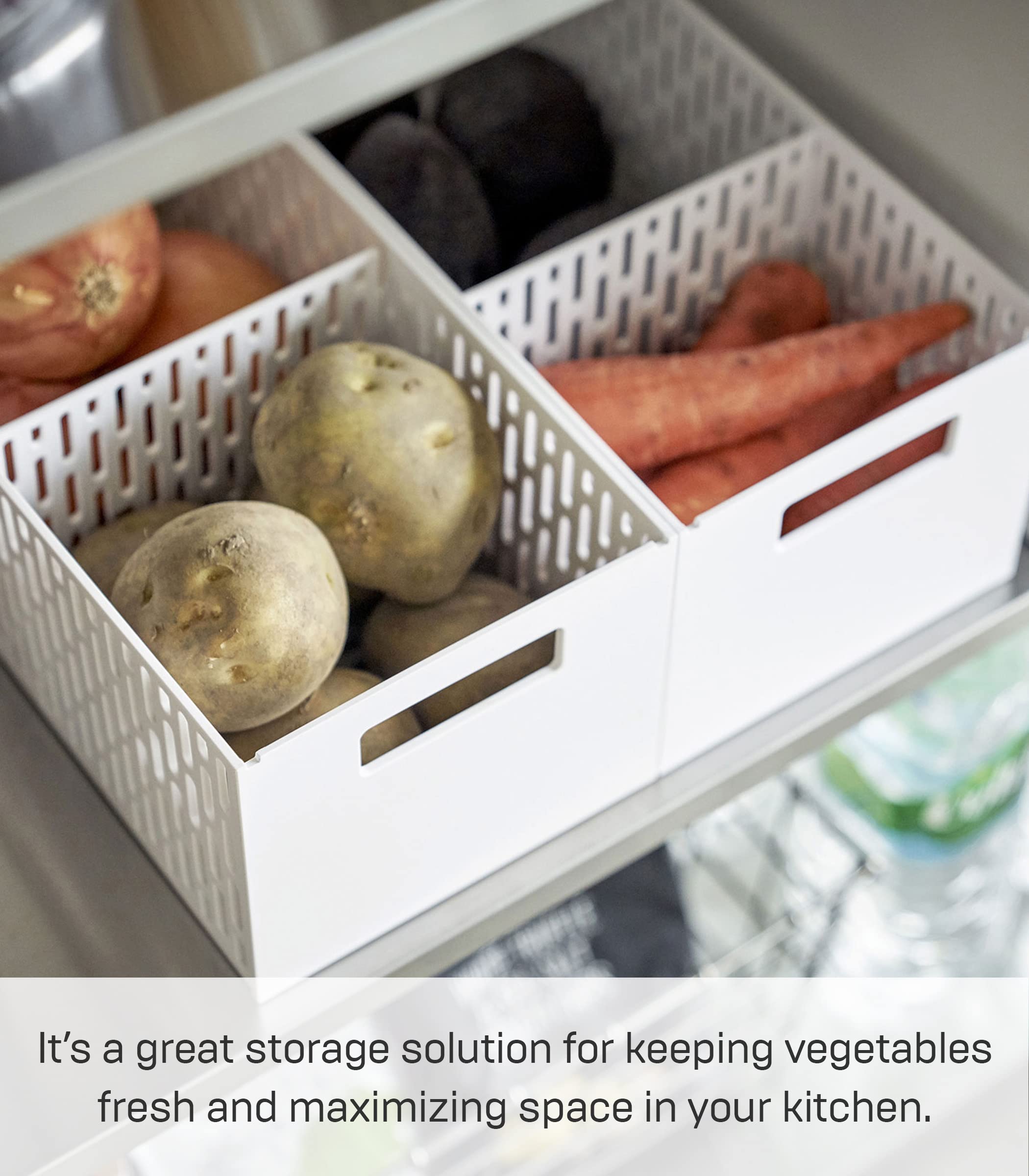 Yamazaki Home Stacking Baskets / Fruit Basket / Vegetable Basket Abs Plastic One Size White