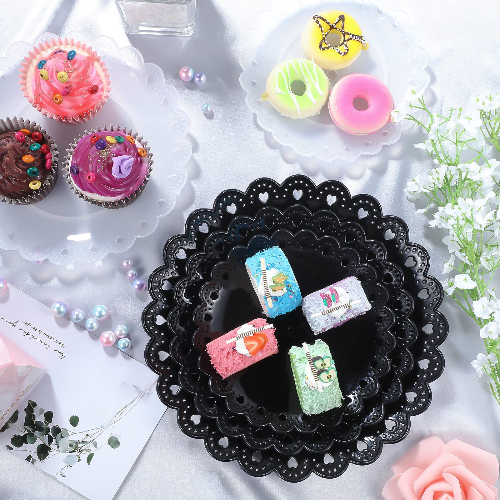 Honeydak 3 Sets Of 3 Tier Serving Tray 3 Tiered Dessert Stand Wedding Cupcake Stand Pp Plastic Cupcake Holder Dessert Tray Cake