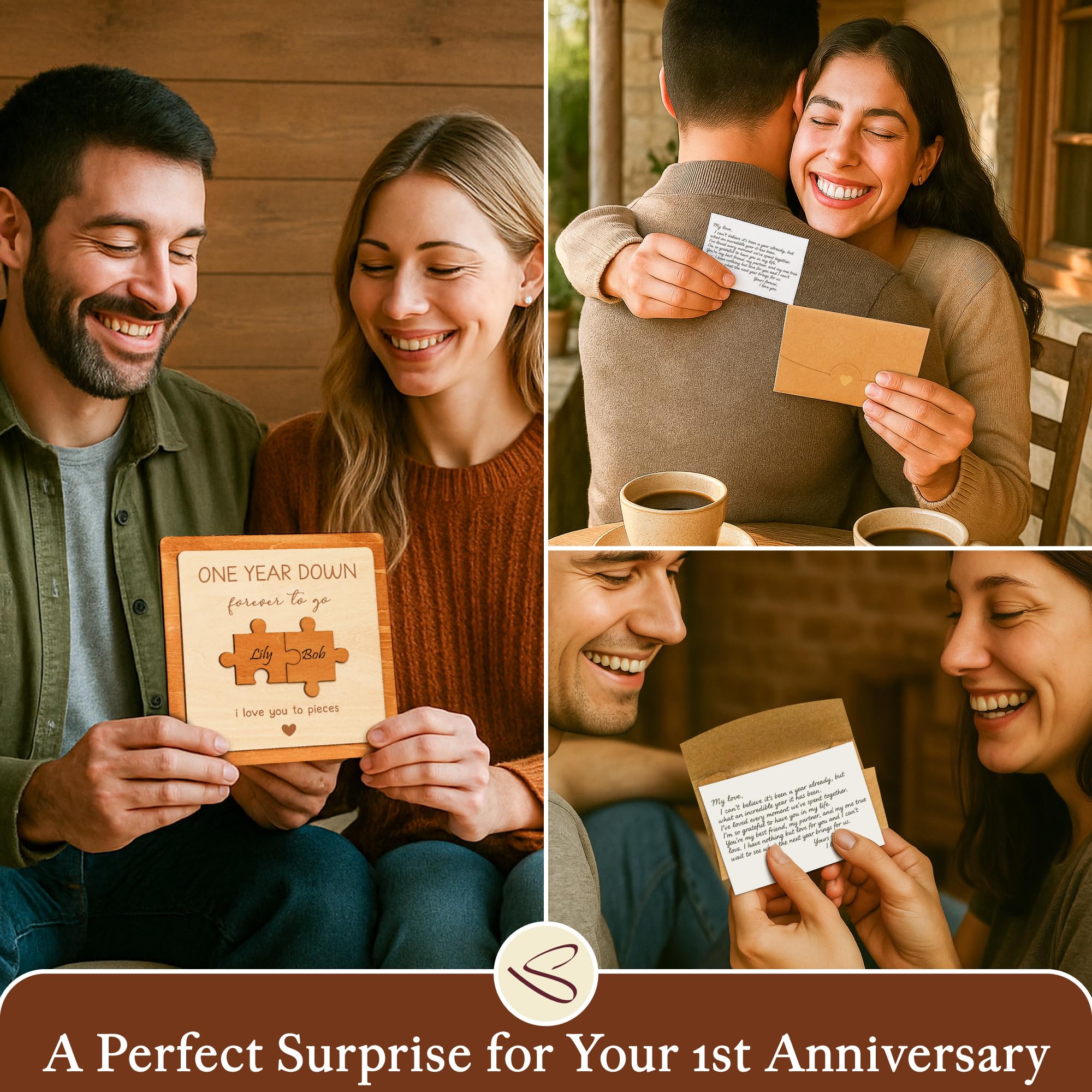 Stofinity 1 Year Anniversary Wood Gift For Boyfriend - One Year Paper Anniversary For Men, 1 Year Anniversary Dating Gifts For G