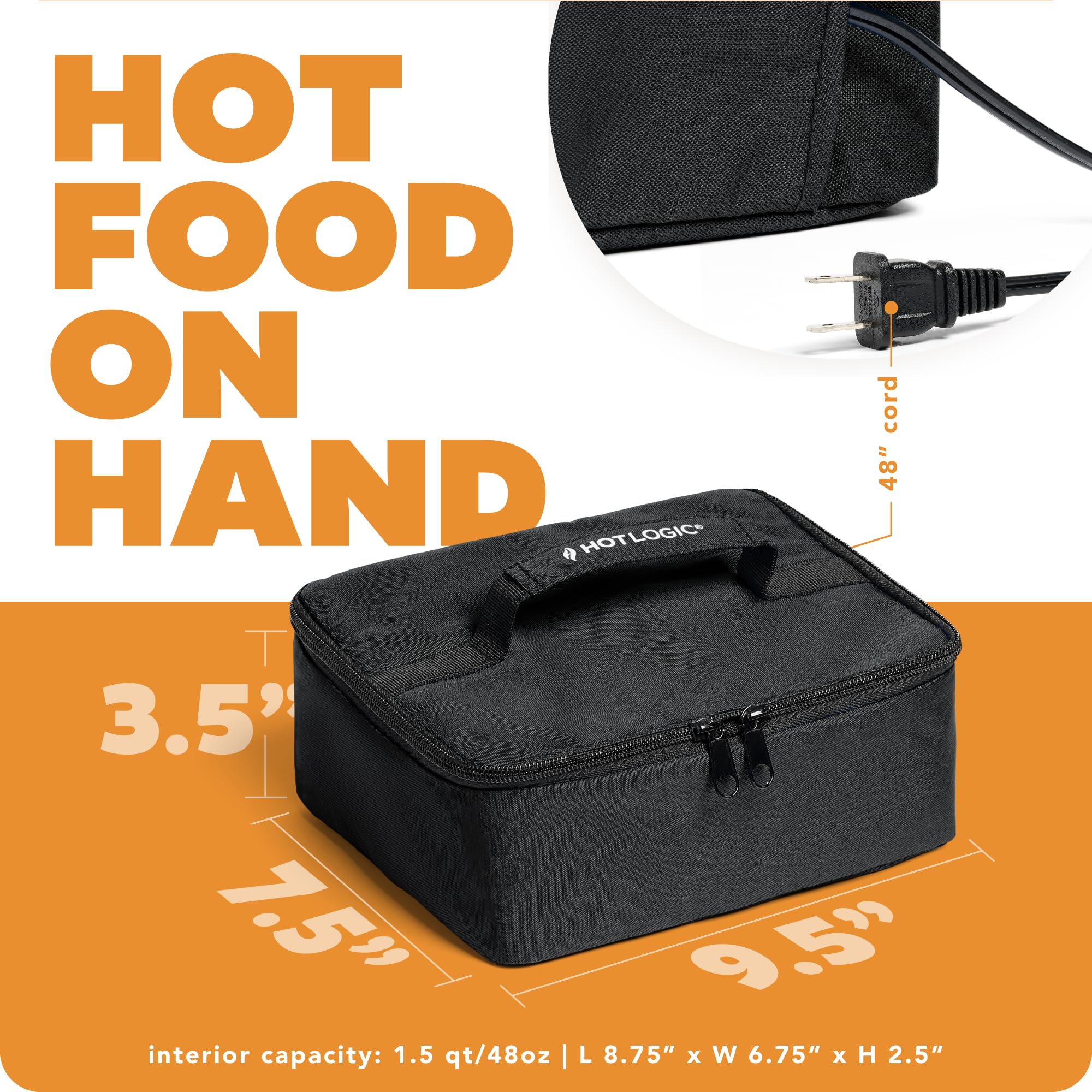 Hotlogic Mini Portable Electric Lunch Box Food Heater - Innovative Food Warmer And Heated Lunch Box For Adults Car/Home - Easily