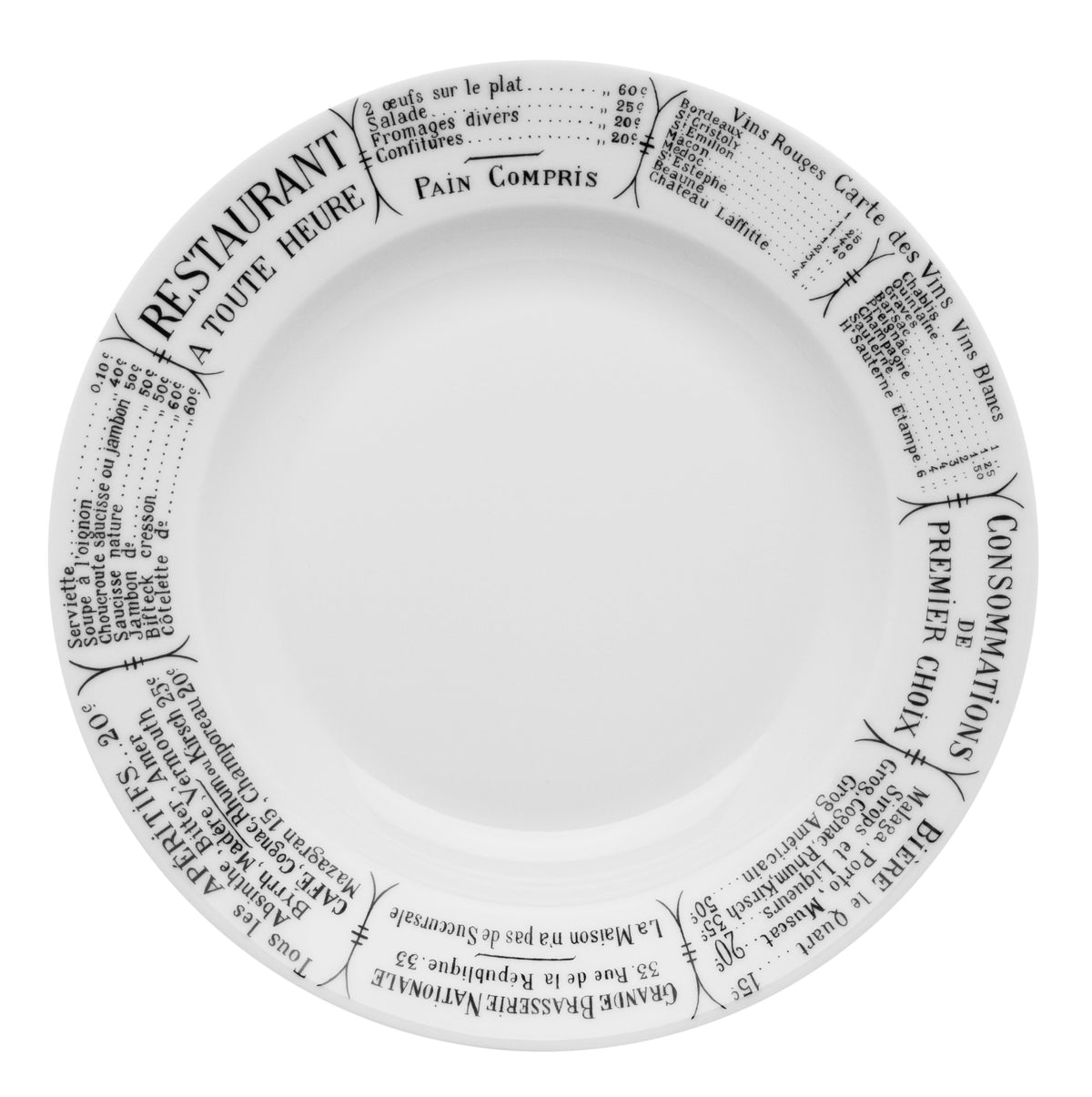 Pillivuyt Brasserie Plate, 9.5''