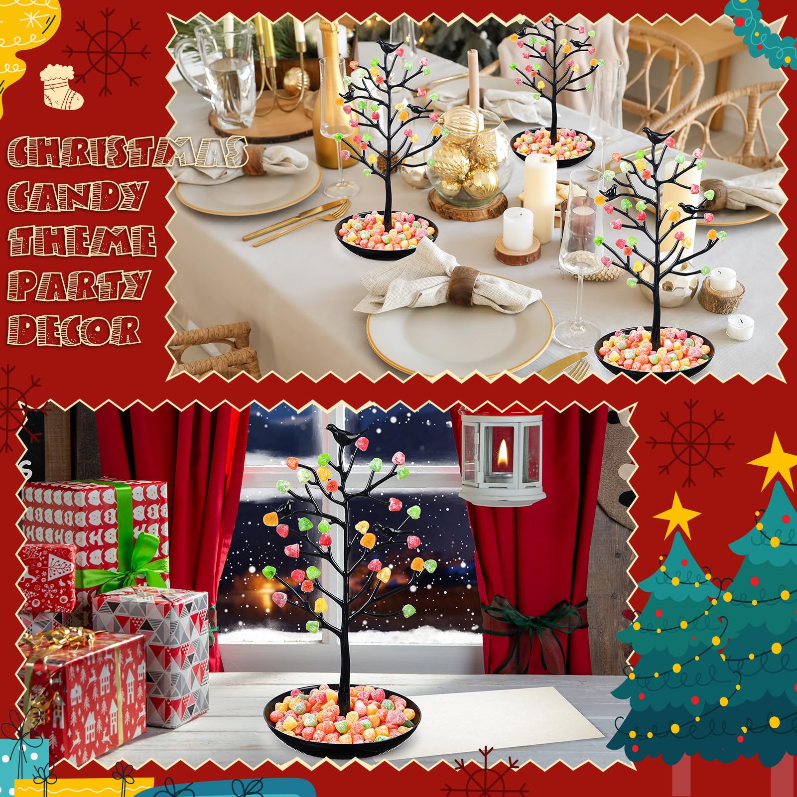 Soaoo Festive Gumdrop Tree Christmas Nostalgic Gum Drops Artificial Tree for Table Centerpiece Christmas Decorations for Tableto