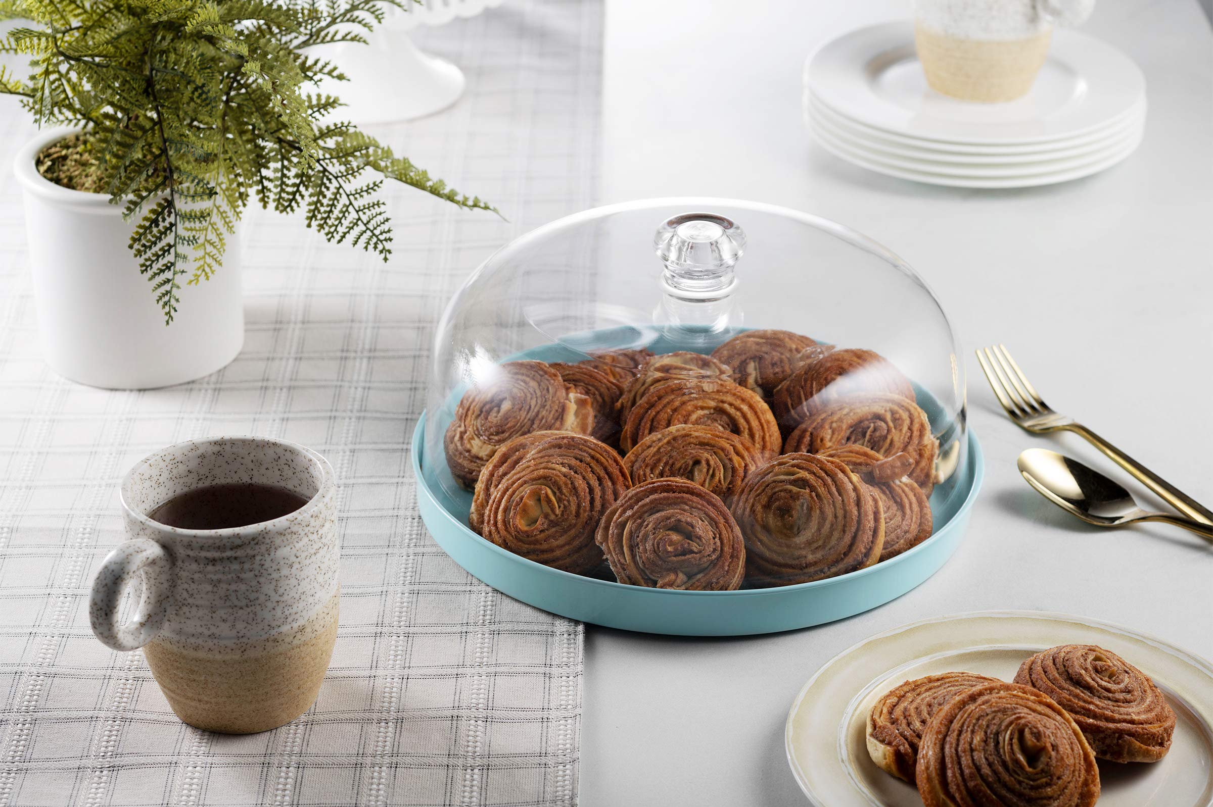 Godinger Cake Stand, Cake Plate Server With Dome, Galvanized Metal Serving Tray And Shaterproof Acrylic Lid
