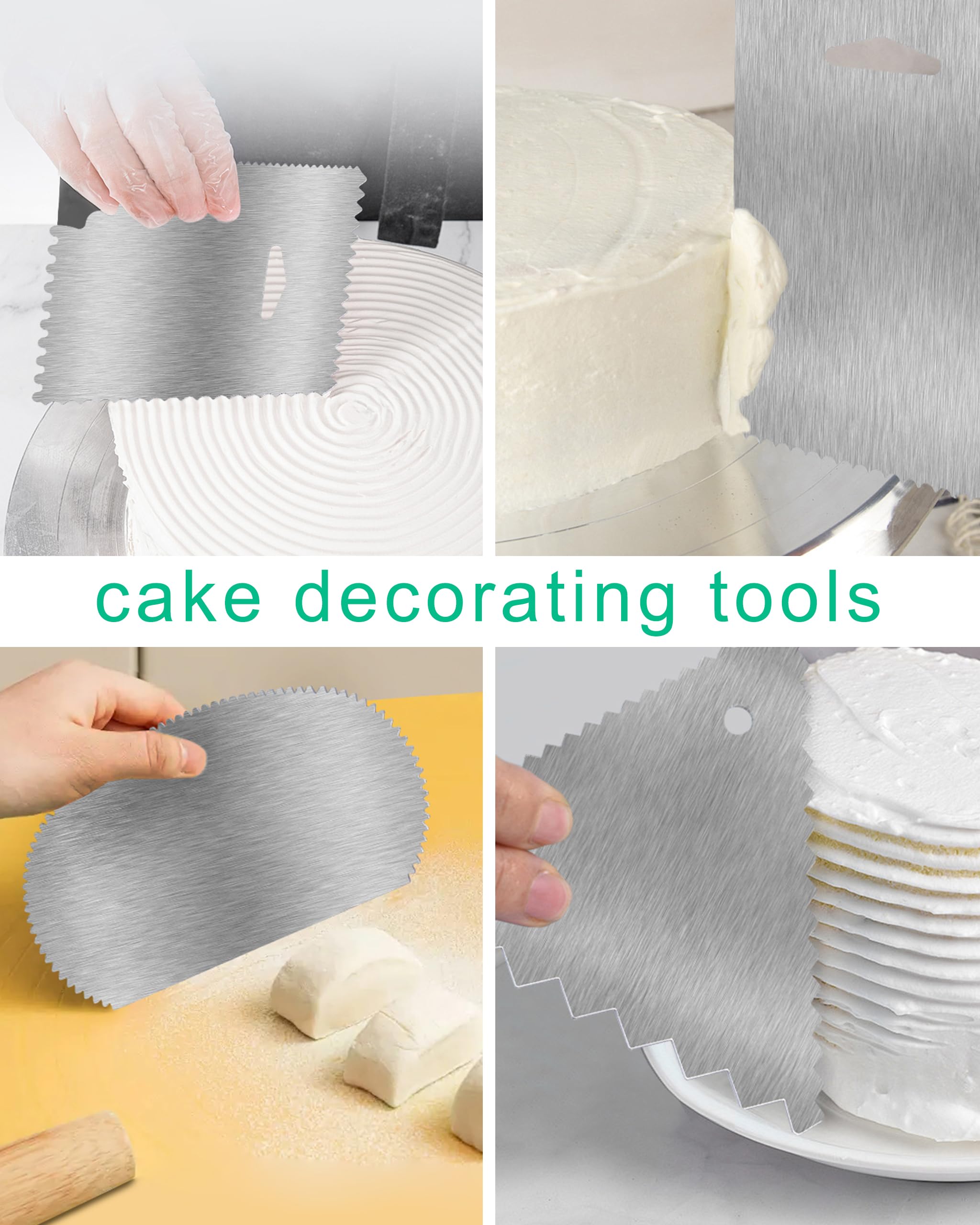 Yqboom New 6Pcs Cake Scraper 430 Stainless Decorating Comb And Icing Smoother