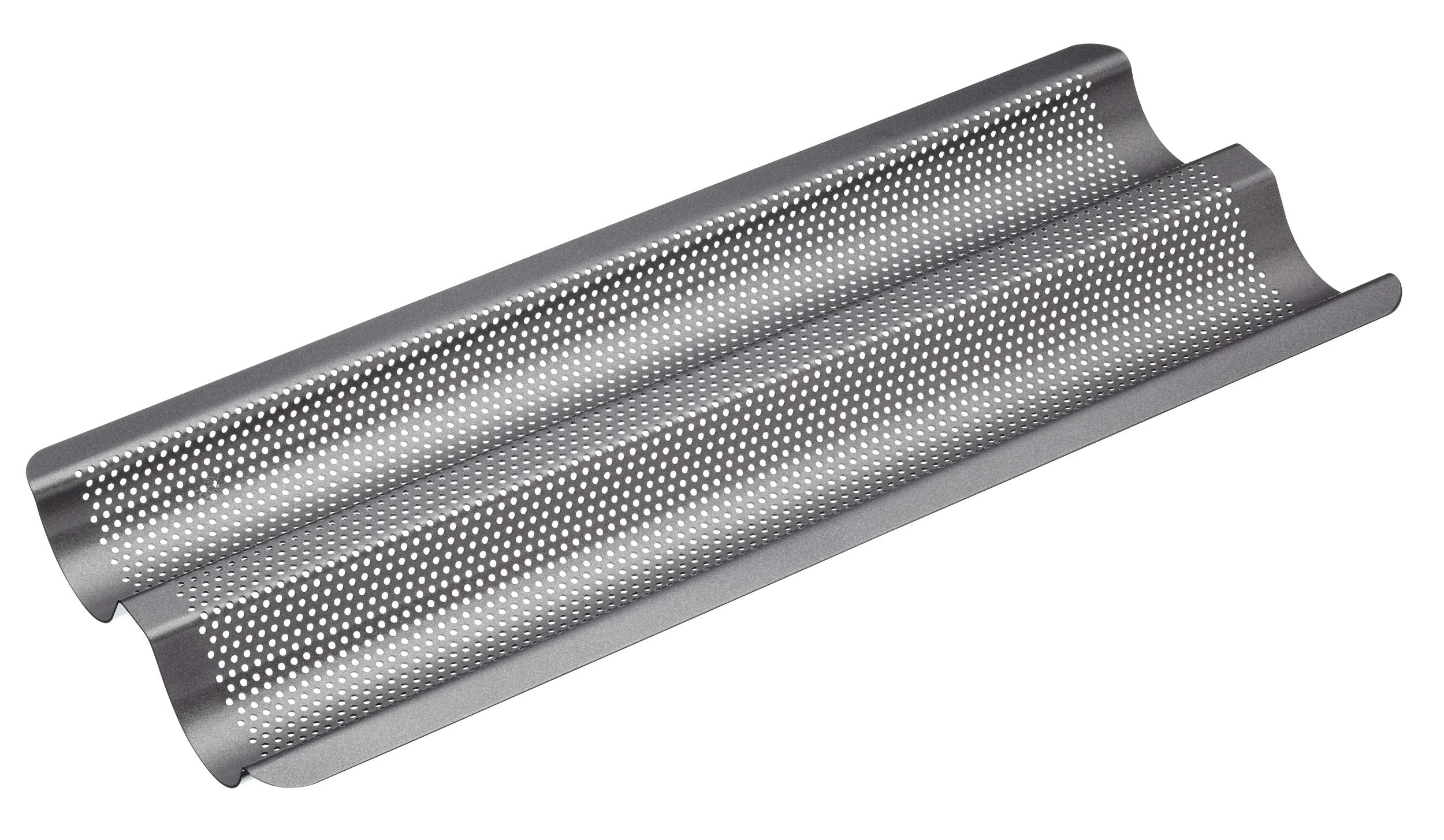 Masterclass Kcmccb90 Crusty Bake Perforated Baguette Baking Tray With Pfoa Free Non Stick, Gift Boxed, Robust 1 Mm Carbon Steel,