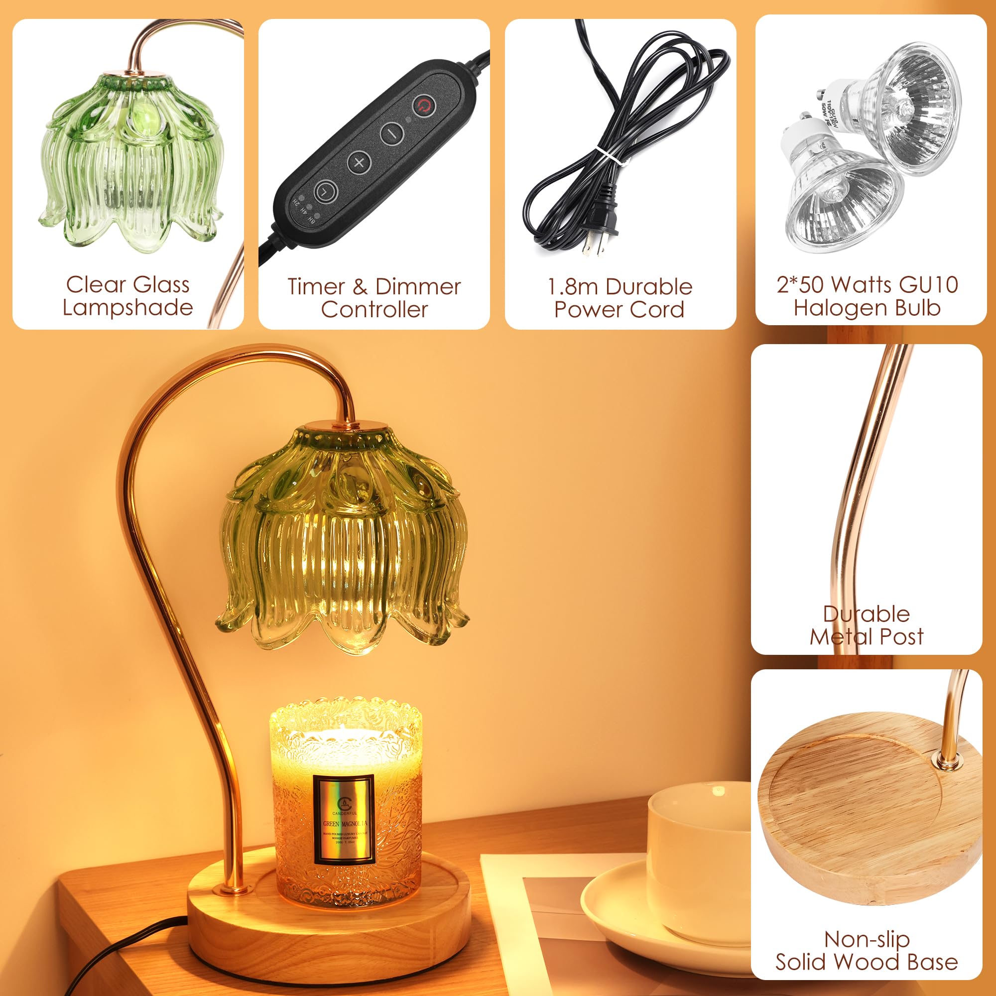 Merrtody Flower Candle Warmer Lamp with Timer & Dimmer - Fits All Jar Scented Candles - Christmas & Mother s Day Gift for Women