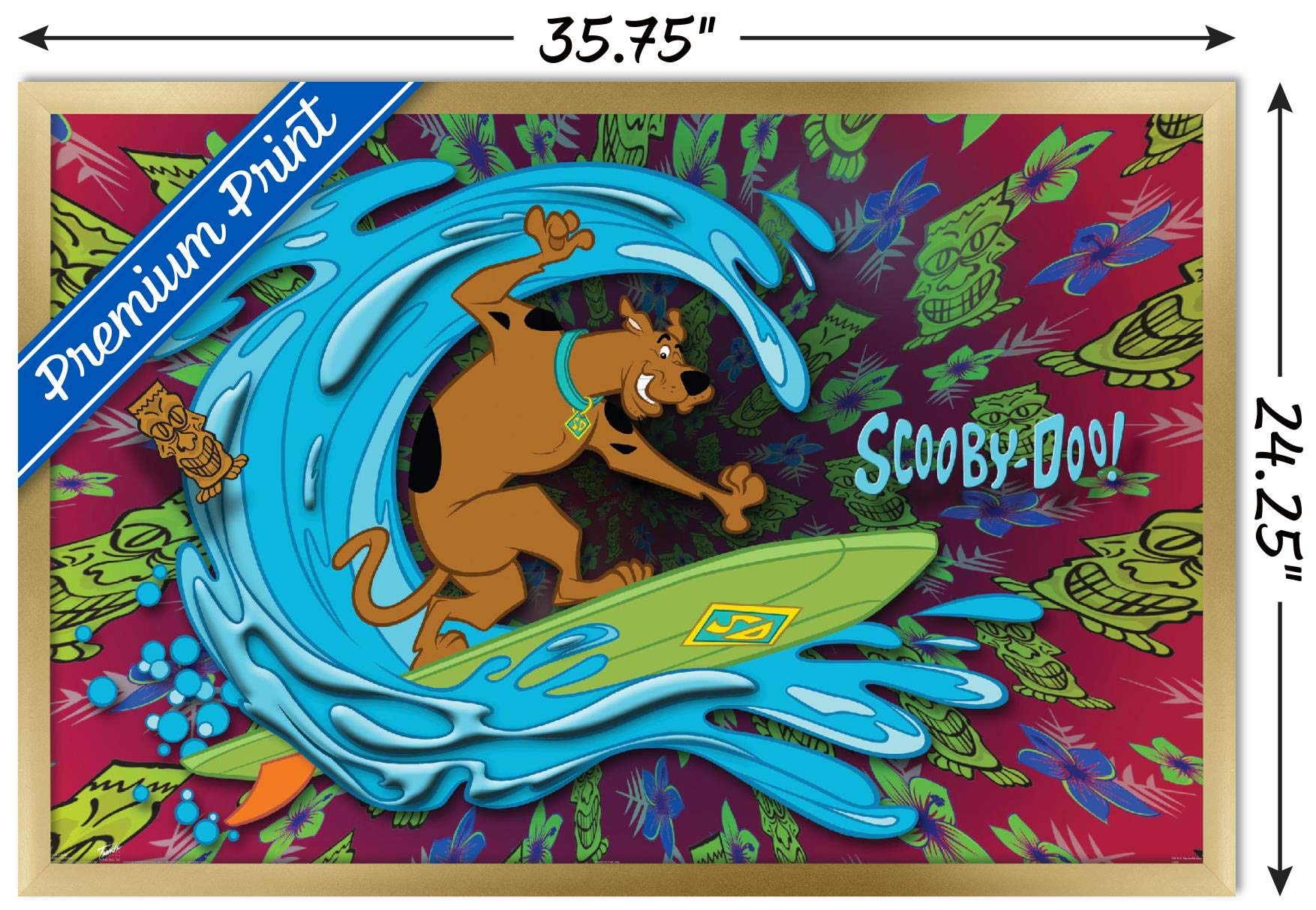 Trends International Scooby-Doo - Surf Wall Poster, 22.375'' X 34'', Gold Framed Version