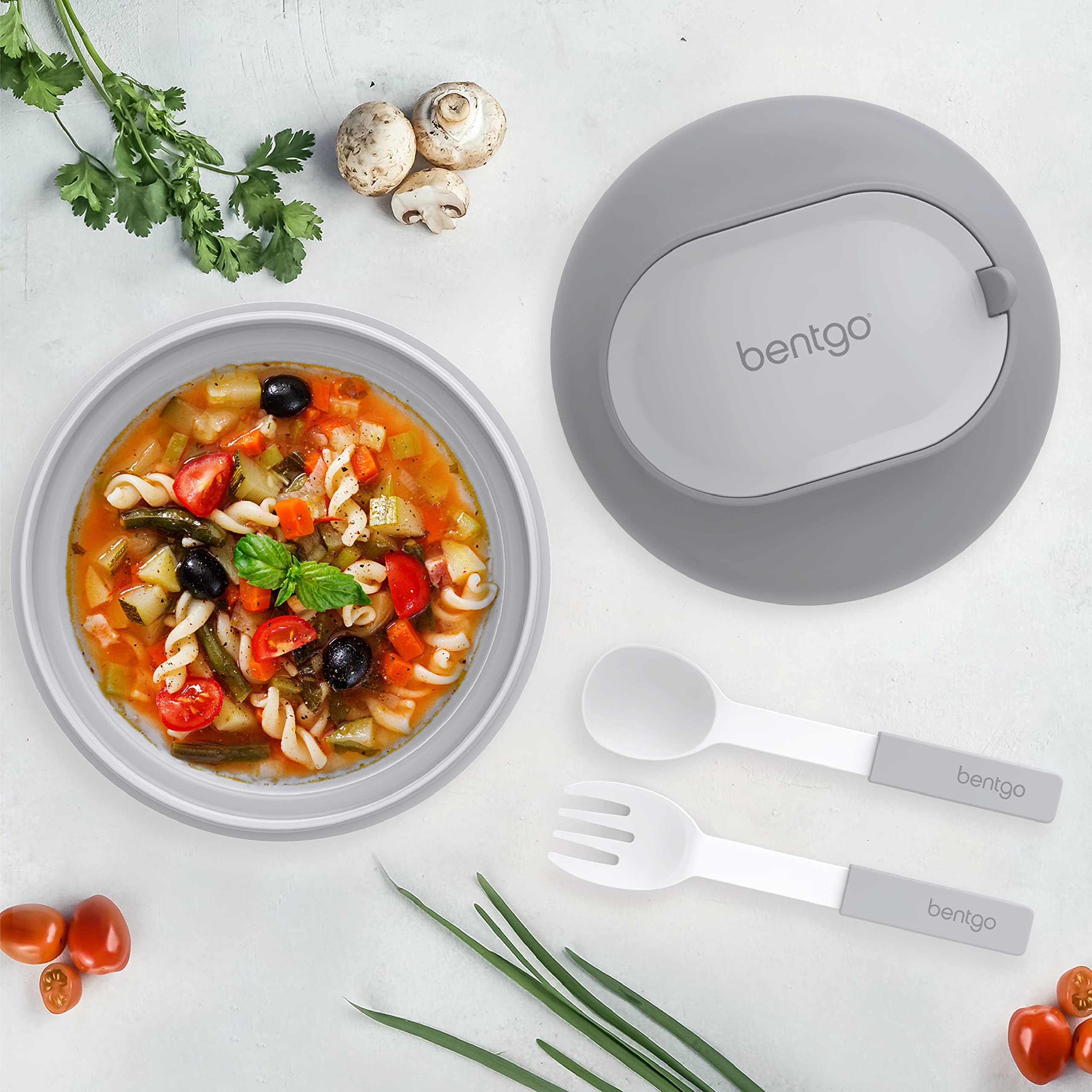 Bentgo Bowl - Insulated Leak-Resistant Bowl With Snack Compartment, Collapsible Utensils And Improved Easy-Grip Design For On-Th